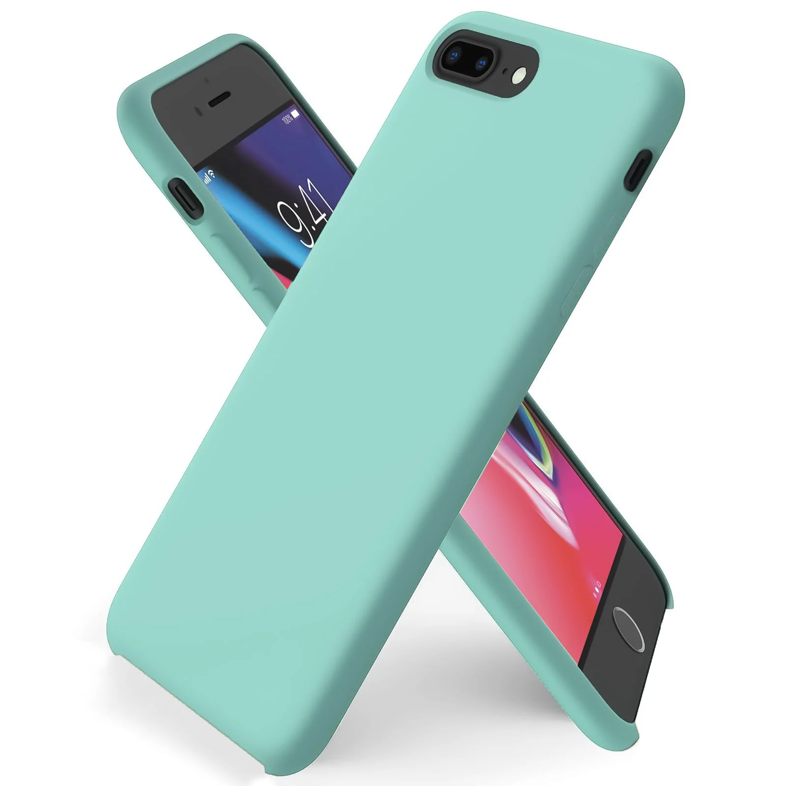 DL3 Mobilak Liquid Silicone Protective Case for iPhone 7 Plus / iPhone 8 Plus with Camera Protection and Microfiber Lining - Sea Blue