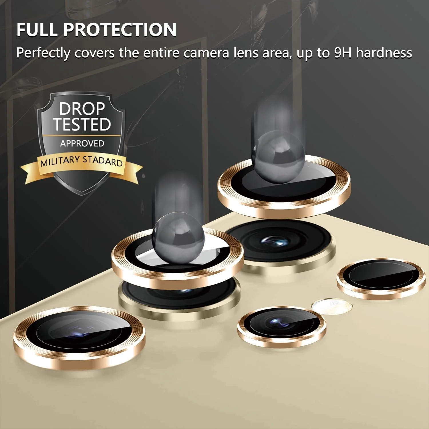 DL3 Mobilak Camera Lens Protector for Samsung Galaxy S23 Ultra, Camera protection, Shock-absorbing protection, Scratch-resistant surface - Gold