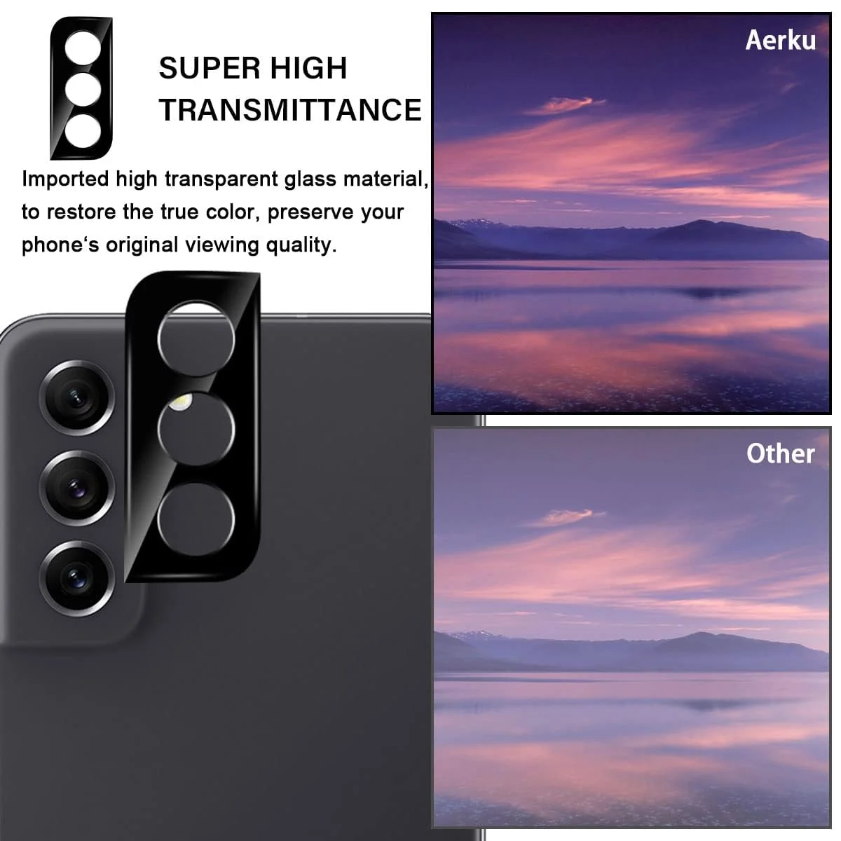 DL3 Mobilak Samsung Galaxy S21 FE 5G Camera Protector Tempered Glass Screen Protector HD [Full Coverage][Anti-Scratch] Drop Protection Ultra Clear/Thin Lens Protector Case - Black