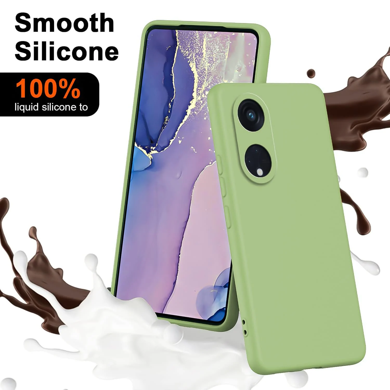 DL3 Mobilak Liquid Silicone Case for OPPO Reno 8T 5G / OPPO A1 Pro, Shock-absorbing protection, Scratch-resistant surface, Soft microfiber lining - Mint Green