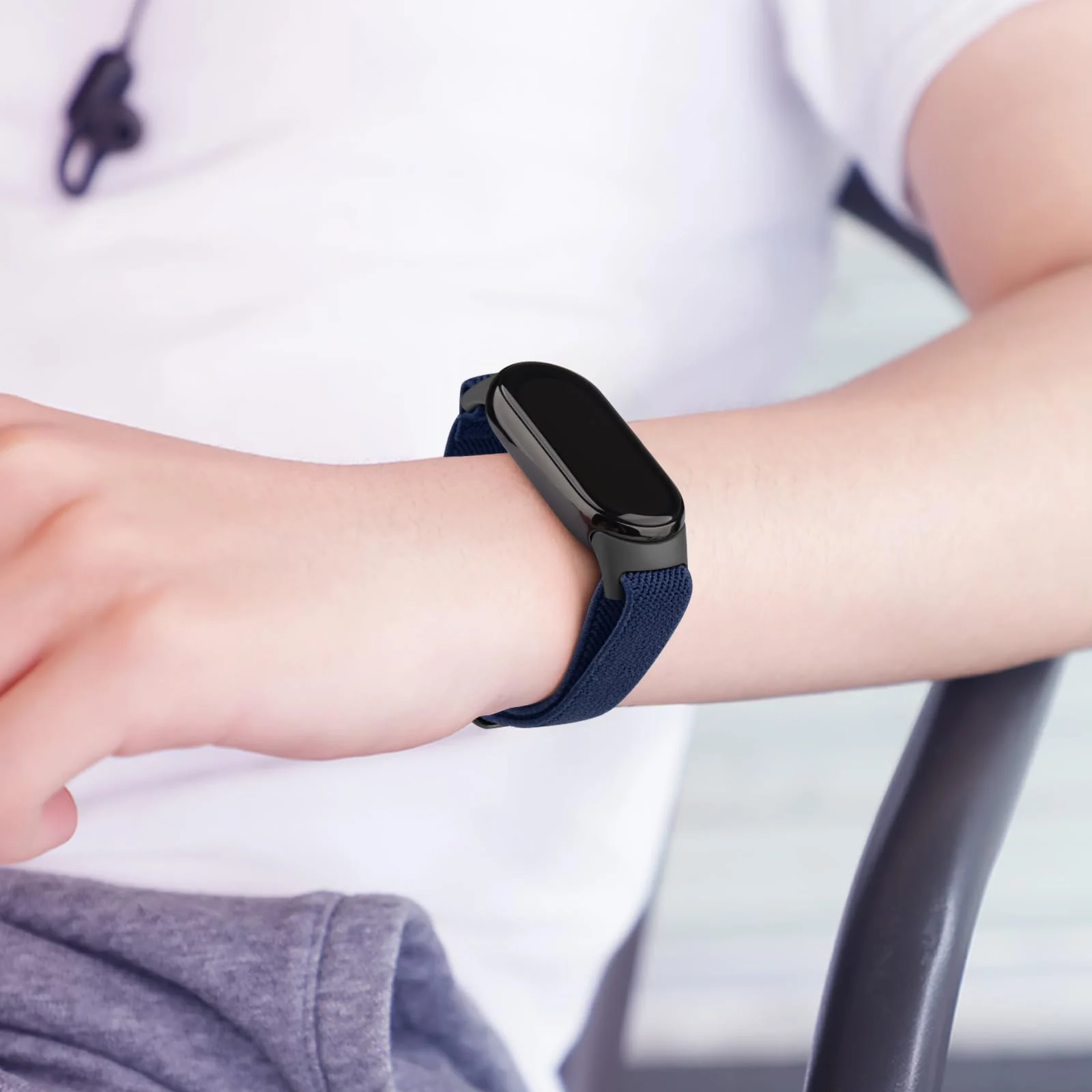 DL3 Mobilak Strap for Xiaomi Mi Band 10 / Xiaomi Mi Band 9 / Xiaomi Mi Band 8, Elastic Nylon Straps, Adjustable Breathable Replacement Bracelet for Xiaomi Smart Band 8/9/10 for Women Men - Blue