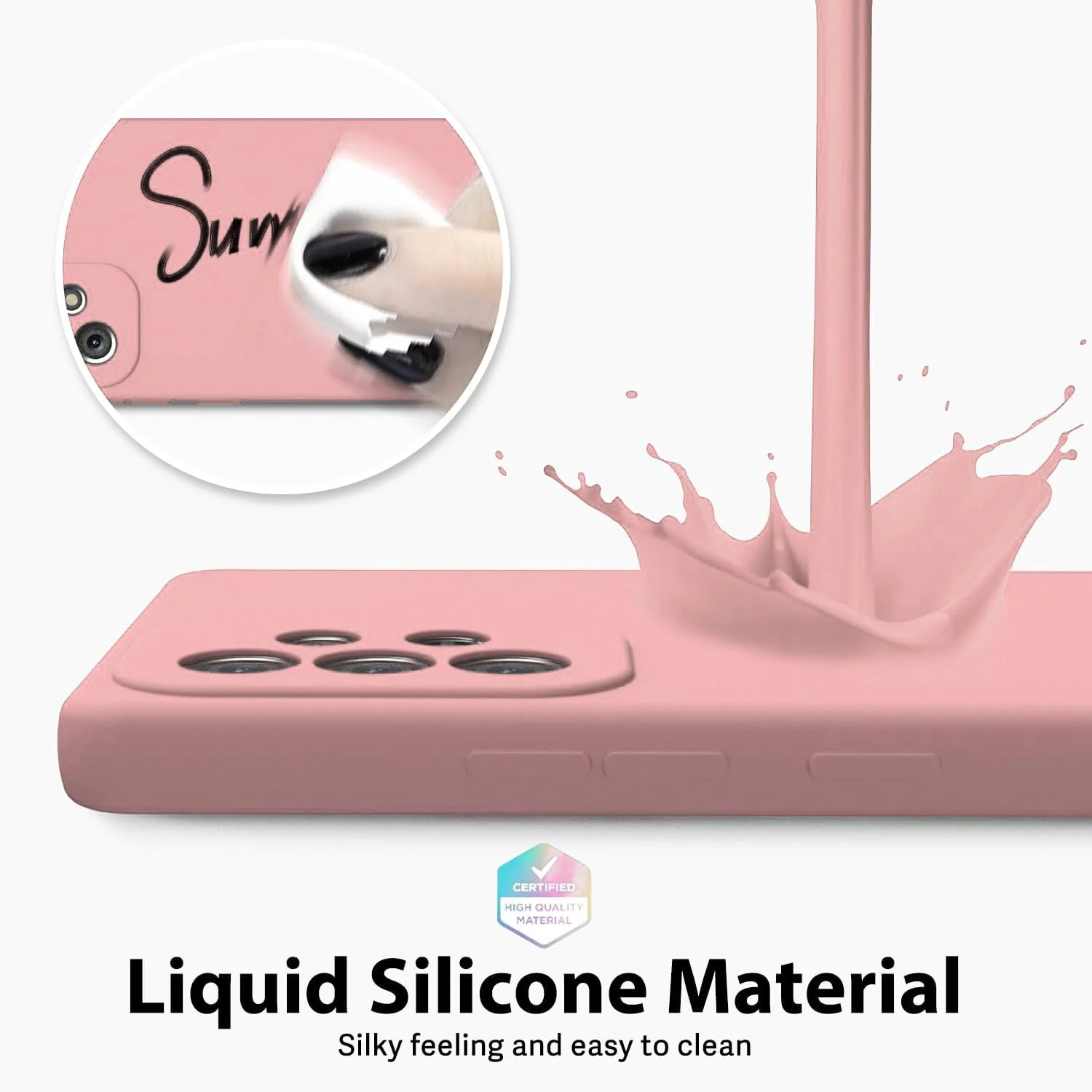 DL3 Mobilak Silicone Protective Case for Samsung Galaxy A72, Shock-absorbing protection, Scratch-resistant surface, Soft microfiber lining - Pink Sand