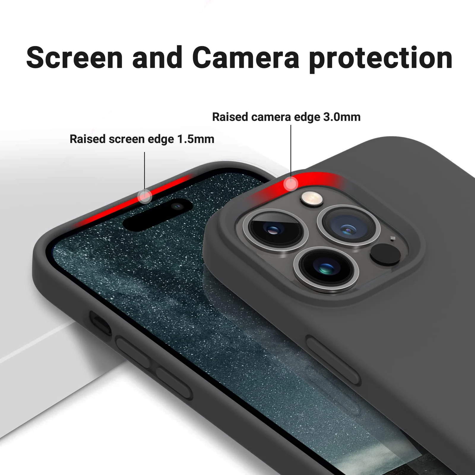 DL3 Mobilak Liquid Silicone Case for iPhone 12 / 12 Pro (6.1 Inch), Shock-absorbing protection, Scratch-resistant surface, Soft microfiber lining - Deep Grey