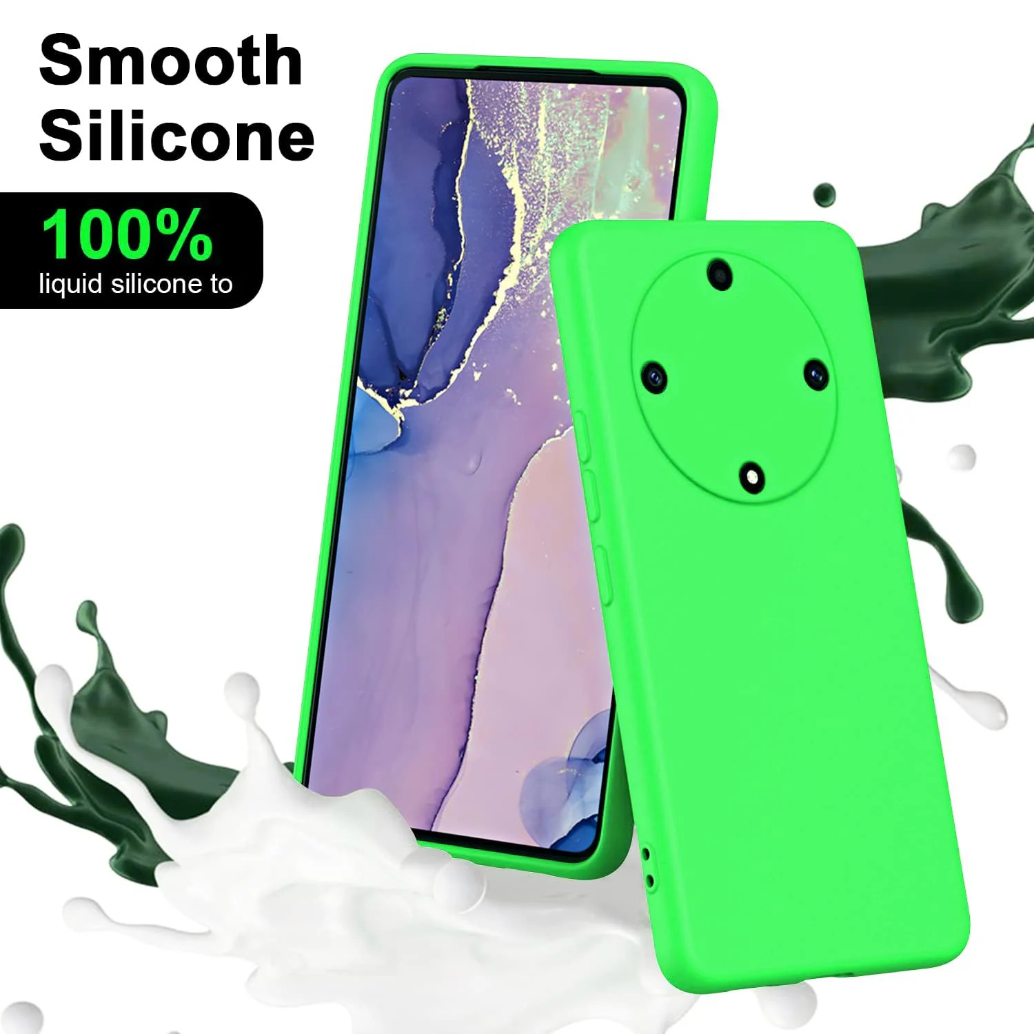 DL3 Mobilak Silicone Protective Case for Honor X9b, Shock-absorbing protection, Scratch-resistant surface, Soft microfiber lining - Neon Green