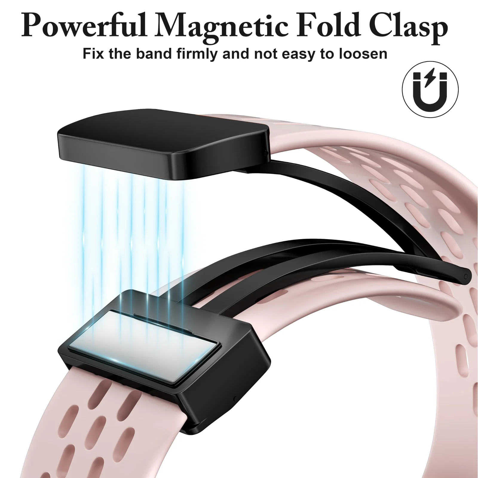 DL3 Mobilak Silicone Strap Compatible with Huawei Watch Fit 3/Fit 4/Fit 4 Pro Magnetic Metal Buckle Sport Silicone Breathable Strap for Men Women Band Quick Release Soft Replacment Wristband - Pink