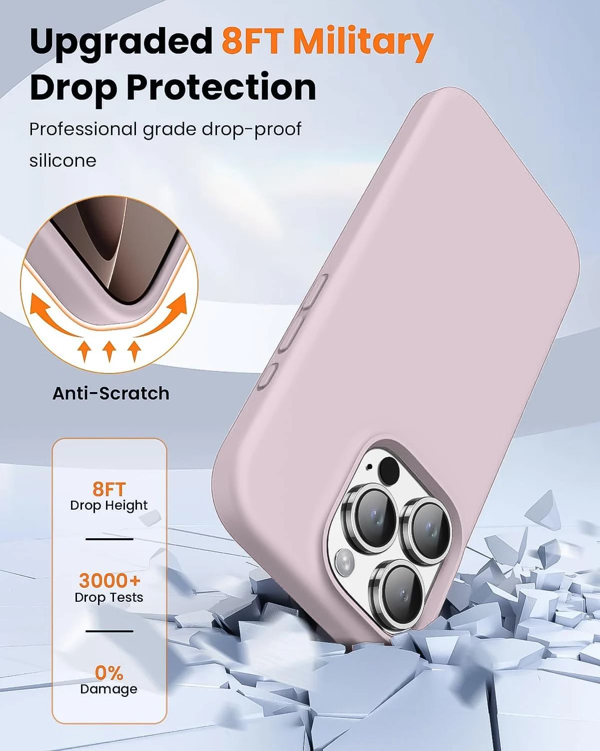 DL3 Mobilak Compatible with iPhone 16 Pro Max 6.9-inch Case, Premium Liquid Silicone Case, Full Body Protective Cover, Shockproof, Slim Phone Case, Anti-Scratch Soft Microfiber Lining - Pink Sand