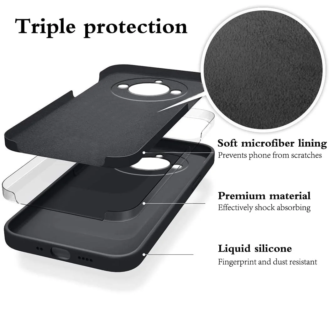 DL3 Mobilak Compatible with realme 11 Pro & realme 11 Pro+ 5G, Liquid Silicone Case, Full Body Camera Protective Cover, Shockproof, Slim Phone Case, Soft Microfiber Lining - Black