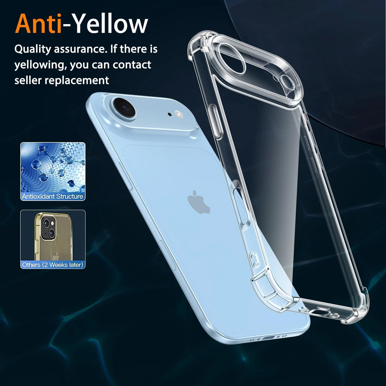 DL3 Mobilak Case Compatible with iPhone 17 Air 6.5-Inch, Cover Silicone Transparent TPU Gorilla Anti-shock Protector Camera Shockproof Corners - Clear