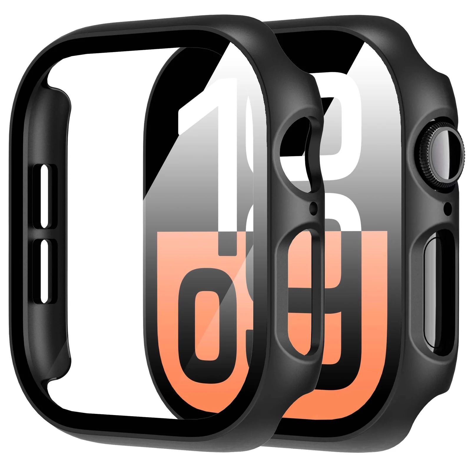 DL3 Mobilak Case with Screen Protector for Apple Watch Series 10 46mm, Bumper Full Coverage Hard PC Overall Protective Cover, Built-in Tempered Glass Film High Sensitivity - Black