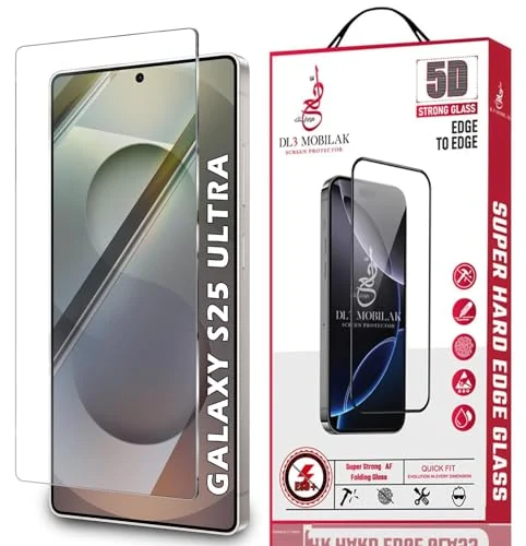DL3 Mobilak Screen Protector for Samsung Galaxy S25 Ultra, Tempered Glass Screen Saver Premium HD Protective, Scratch Resistant, NO-Bubble, 9H Hardness, Full Coverage Film - Clear