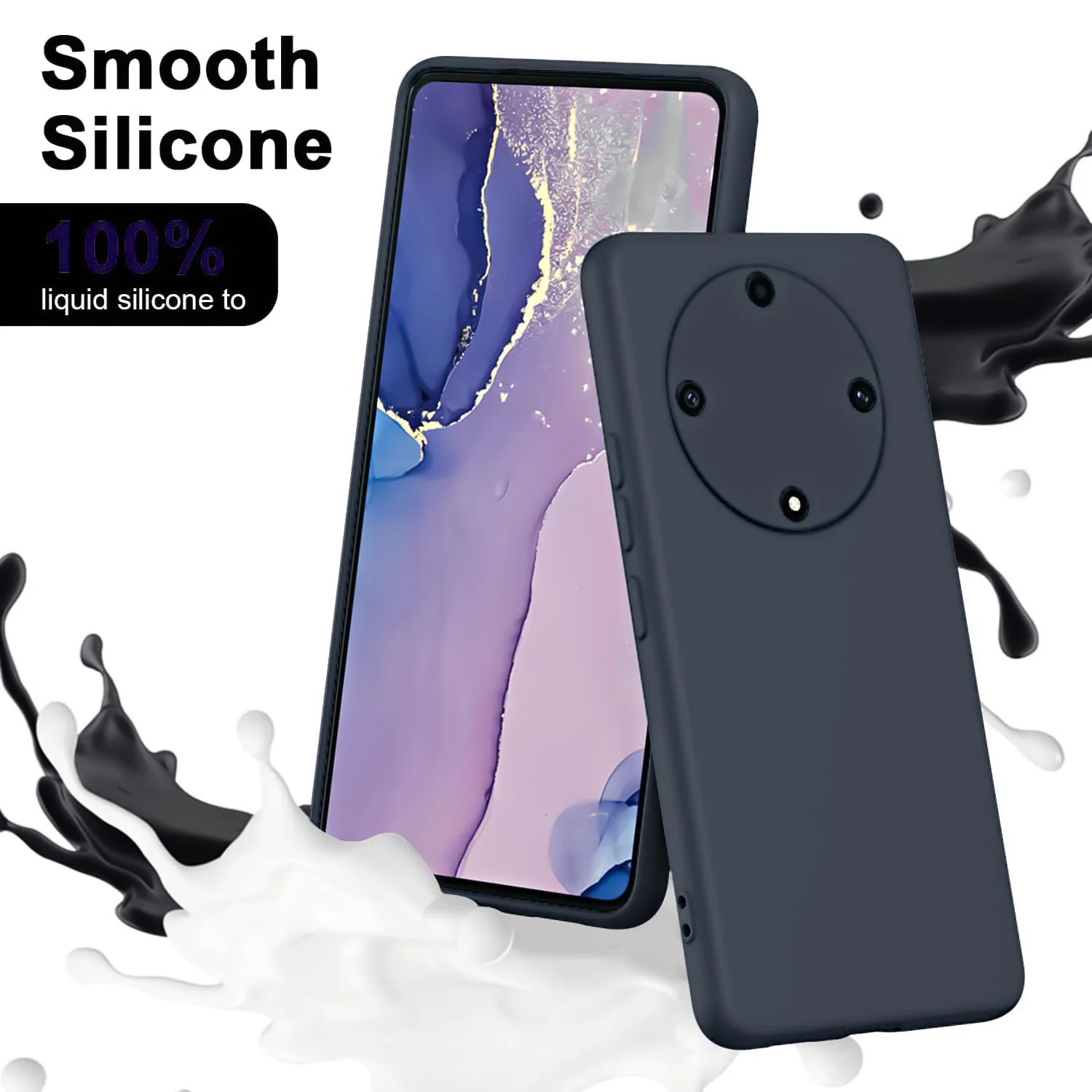 DL3 Mobilak Silicone Protective Case for Honor X9b, Shock-absorbing protection, Scratch-resistant surface, Soft microfiber lining - MidNight Blue