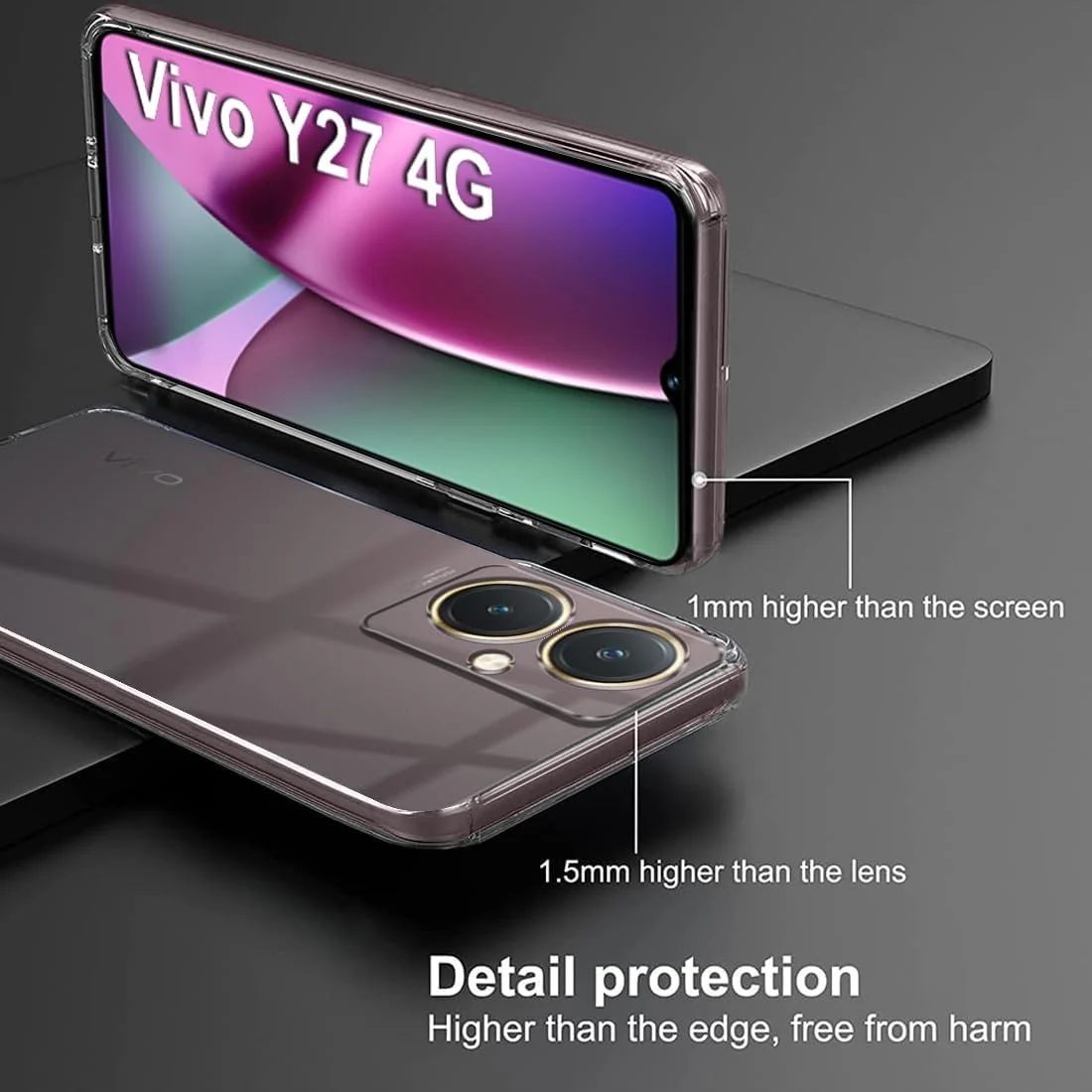DL3 Mobilak Case Compatible with vivo Y27 4G Case Crystal Soft TPU Gel Case Flexible Silicone Anti-Scratch Camera Protection TPU Cover - Clear