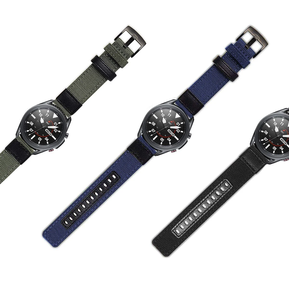 DL3 Mobilak Nylon Sports Bands With Leather 20MM Strap for Samsung Gear Sport, Watch 6, 4, 5, 5 Pro, S2 Classic, Active 2 40mm 44mm, Amazfit GTS 3, 4, 4 Mini, Bip 3 Pro, GTS2, Bp U - Blue