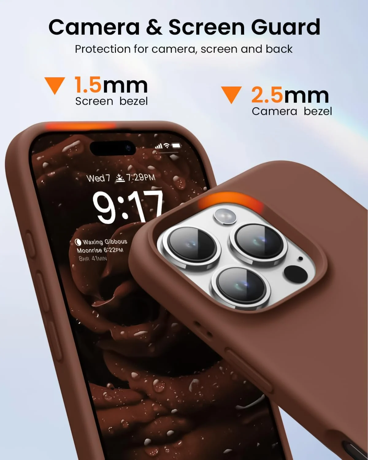 DL3 Mobilak Liquid Silicone Protective Case with Soft Microfiber Lining for iPhone 16 Pro Max - Brown