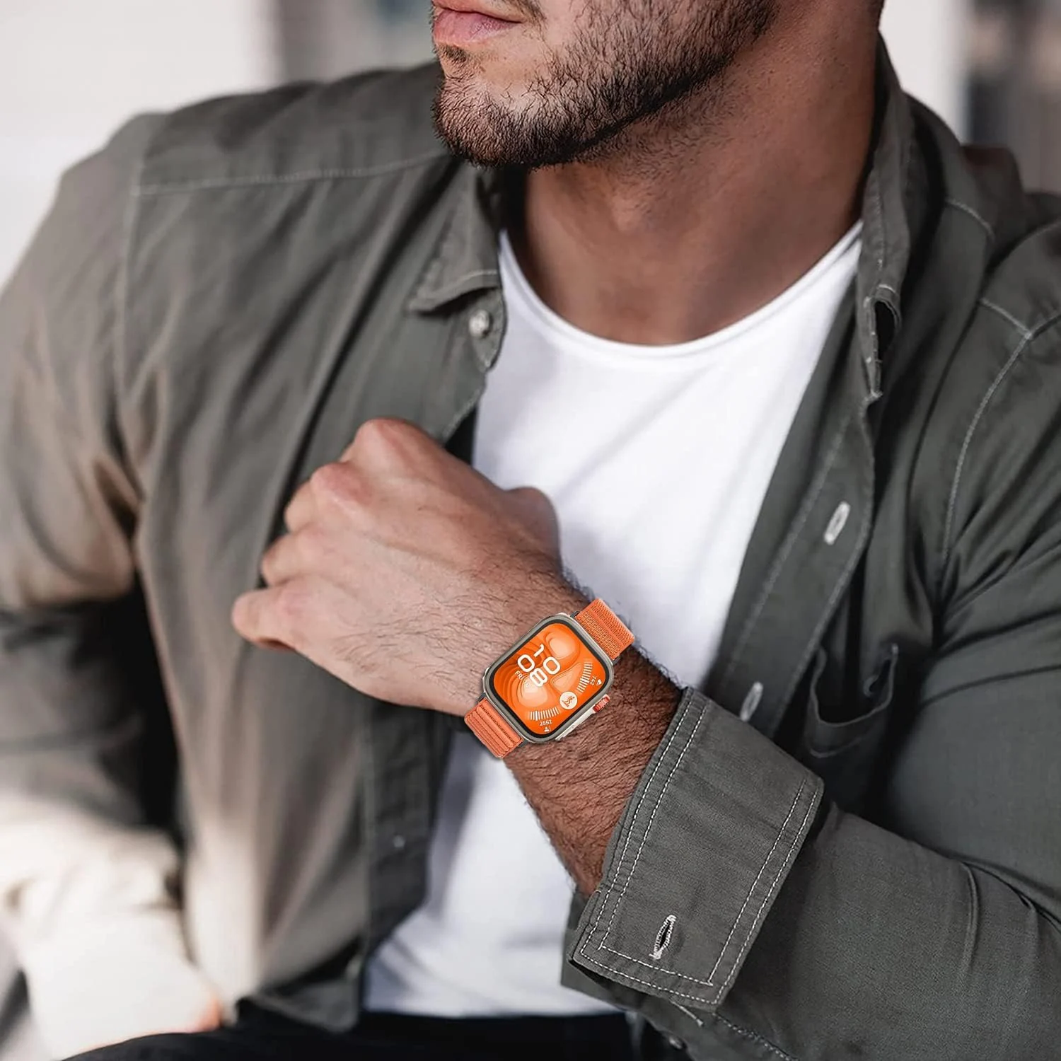 DL3 MOBILAK Elastic Nylon Watch Strap for Huawei Watch Fit 3 / Fit 4 / Fit 4 Pro / Fit 5 / Fit 5 Pro, Orange