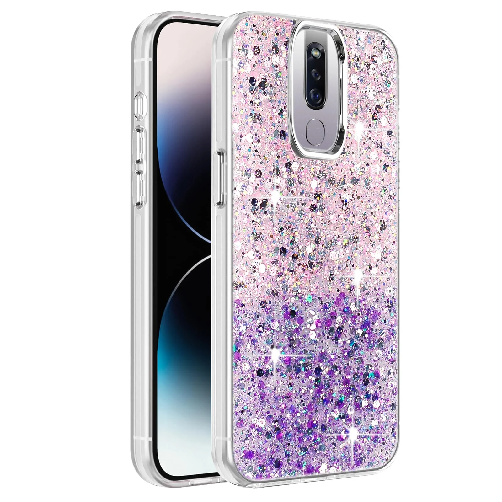 DL3 Mobilak Glitter Protective Case for OPPO F11 Pro, Supports wireless charging, Camera protection, Shock-absorbing protection - Pink Purple