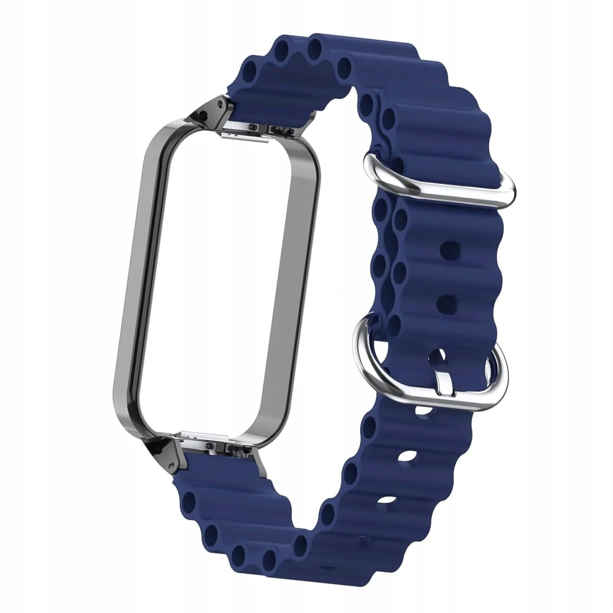 DL3 Mobilak Ocean Compatible with Xiaomi Redmi Band 2/Smart Band 8 Active, Adjustable Silicone Strap with Metal Buckle and Frame for Women Men - Blue