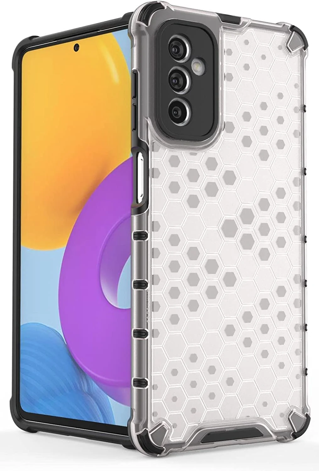 DL3 Mobilak Honeycomb Protective Case for Samsung Galaxy M52 5G, Shock-absorbing protection, Transparent design, Slim, lightweight profile - Clear