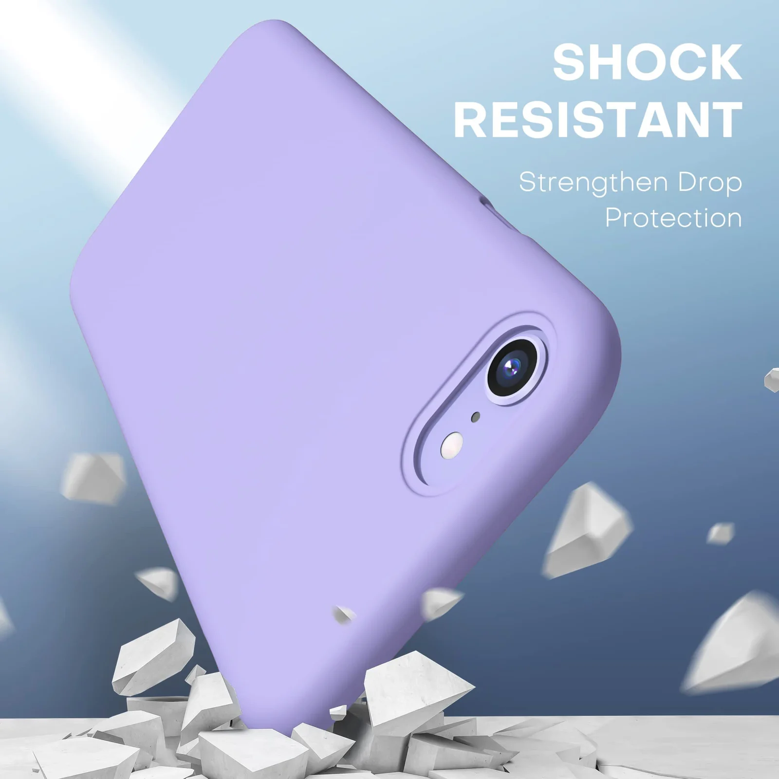 DL3 Mobilak Liquid Silicone Protective Case with Soft Microfiber Lining for iPhone SE 2022, SE 2020, iPhone 7, iPhone 8 - Light Purple