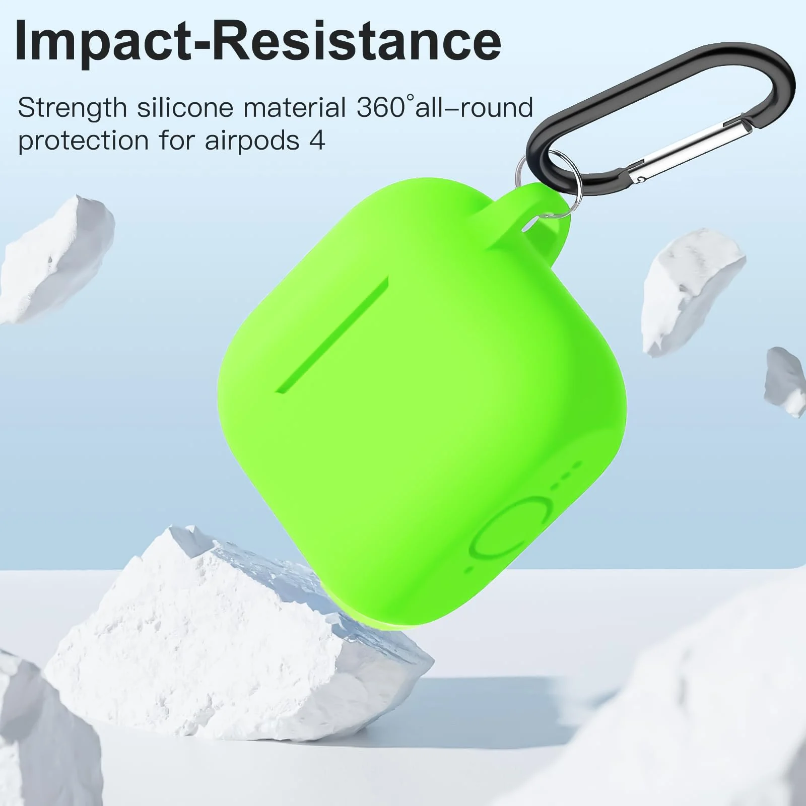 DL3 Mobilak Compatible with AirPods 4 Case (2024), Soft Silicone Full Protective Case Cover with Keychain, For Apple AirPods 4th Generation for Women Men - Neon Green