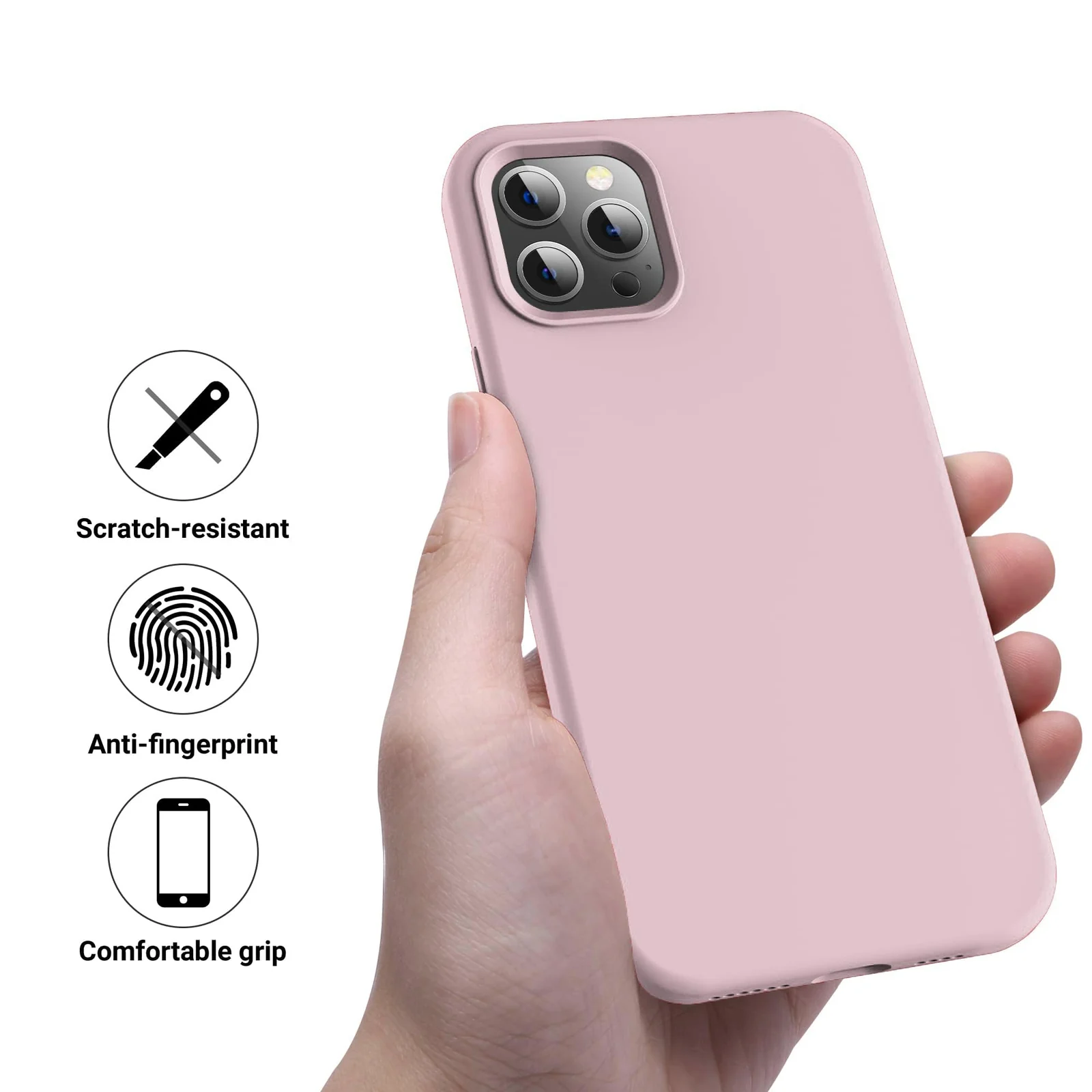 DL3 Mobilak Liquid Silicone Protective Case for iPhone 15 with Camera Protection and Microfiber Lining - A Pink Sand