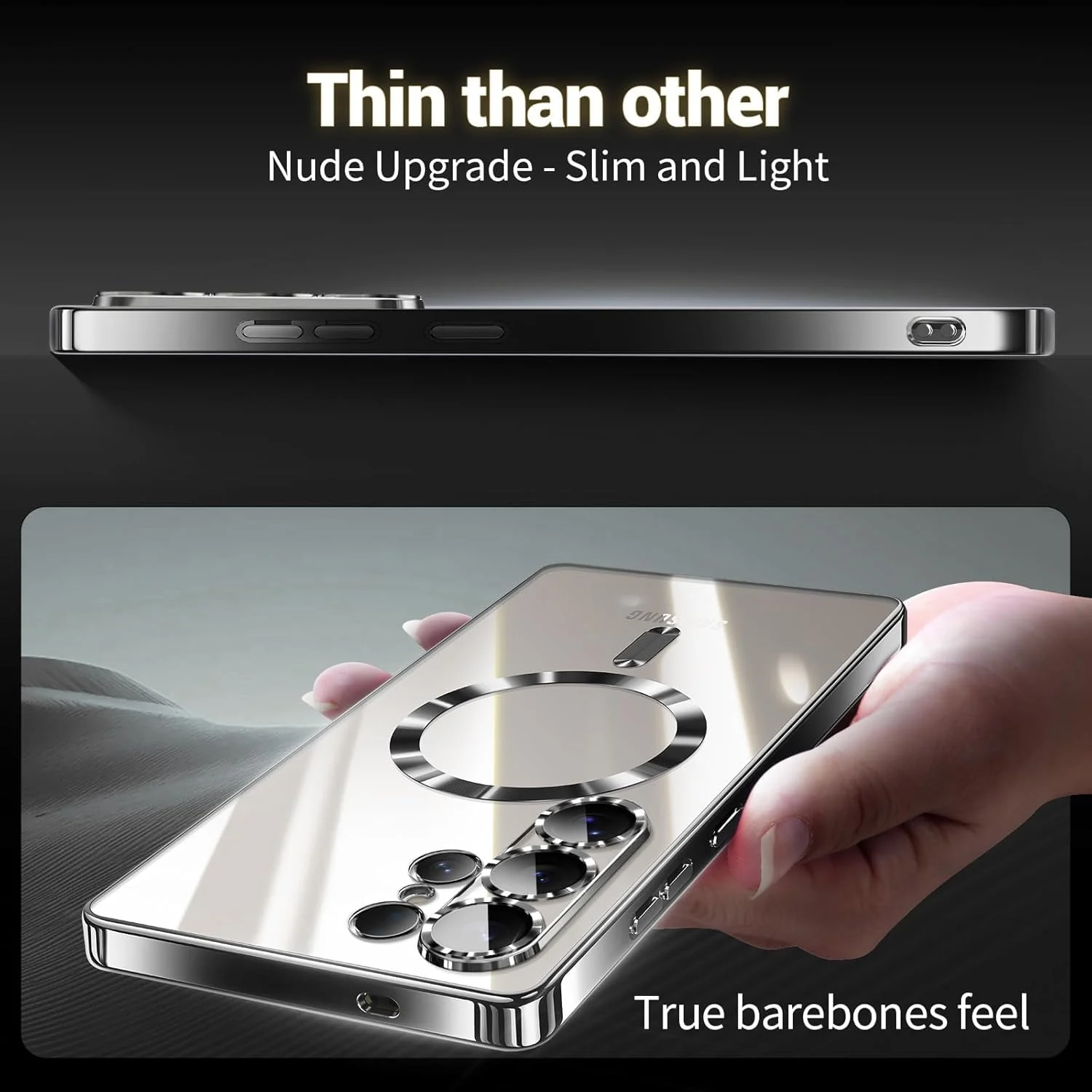 DL3 Mobilak Clear MagSafe-Compatible TPU Case and Camera Lens Protector for Samsung Galaxy S25 Ultra - Black