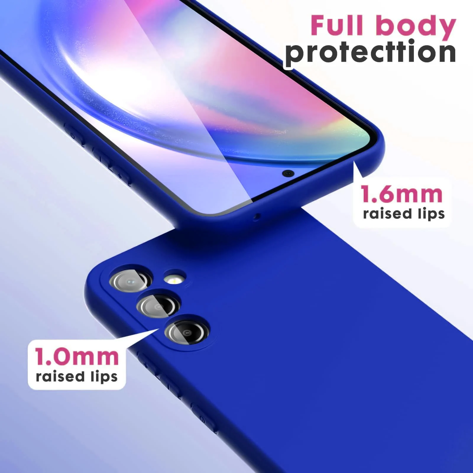 DL3 Mobilak Liquid Silicone Protective Case for Samsung Galaxy A55 with Microfiber Lining and Shockproof Design - Pepsi