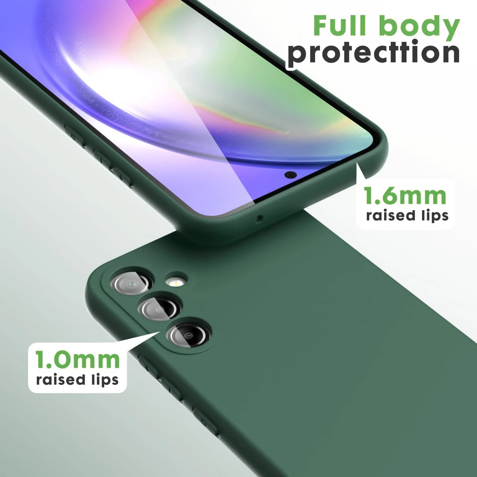 DL3 Mobilak Samsung Galaxy A55 Case, Soft Flexible Liquid Silicone Gel Rubber Bumper Cover, Full Body Shockproof Protective Phone Case - Green