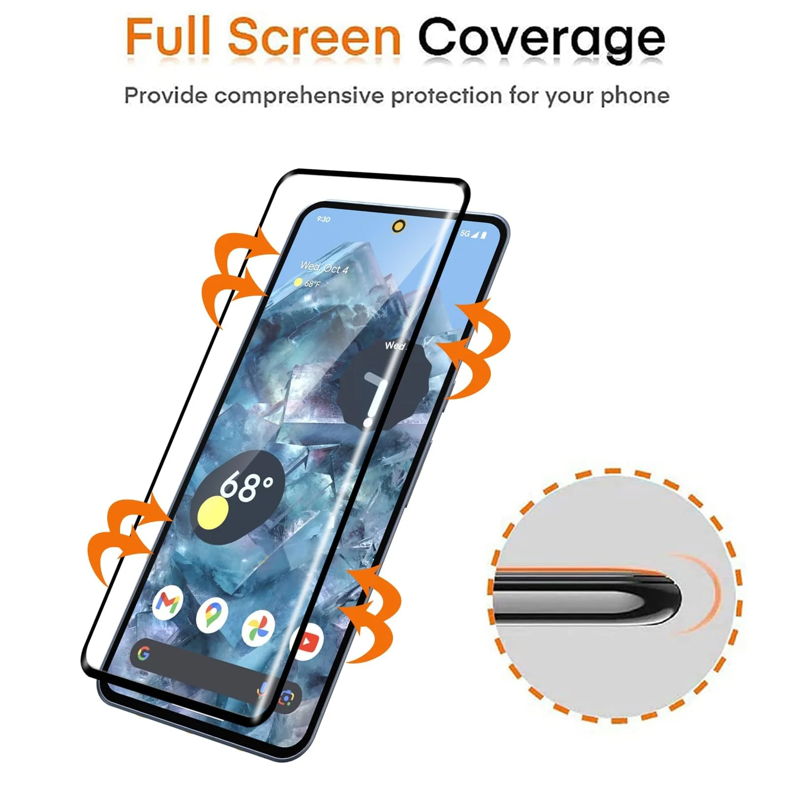 DL3 Mobilak Screen Protector for Google Pixel 8 Pro, Tempered Glass Screen Saver Premium HD Protective, Scratch Resistant, NO-Bubble, 9H Hardness, Full Coverage Film - Clear