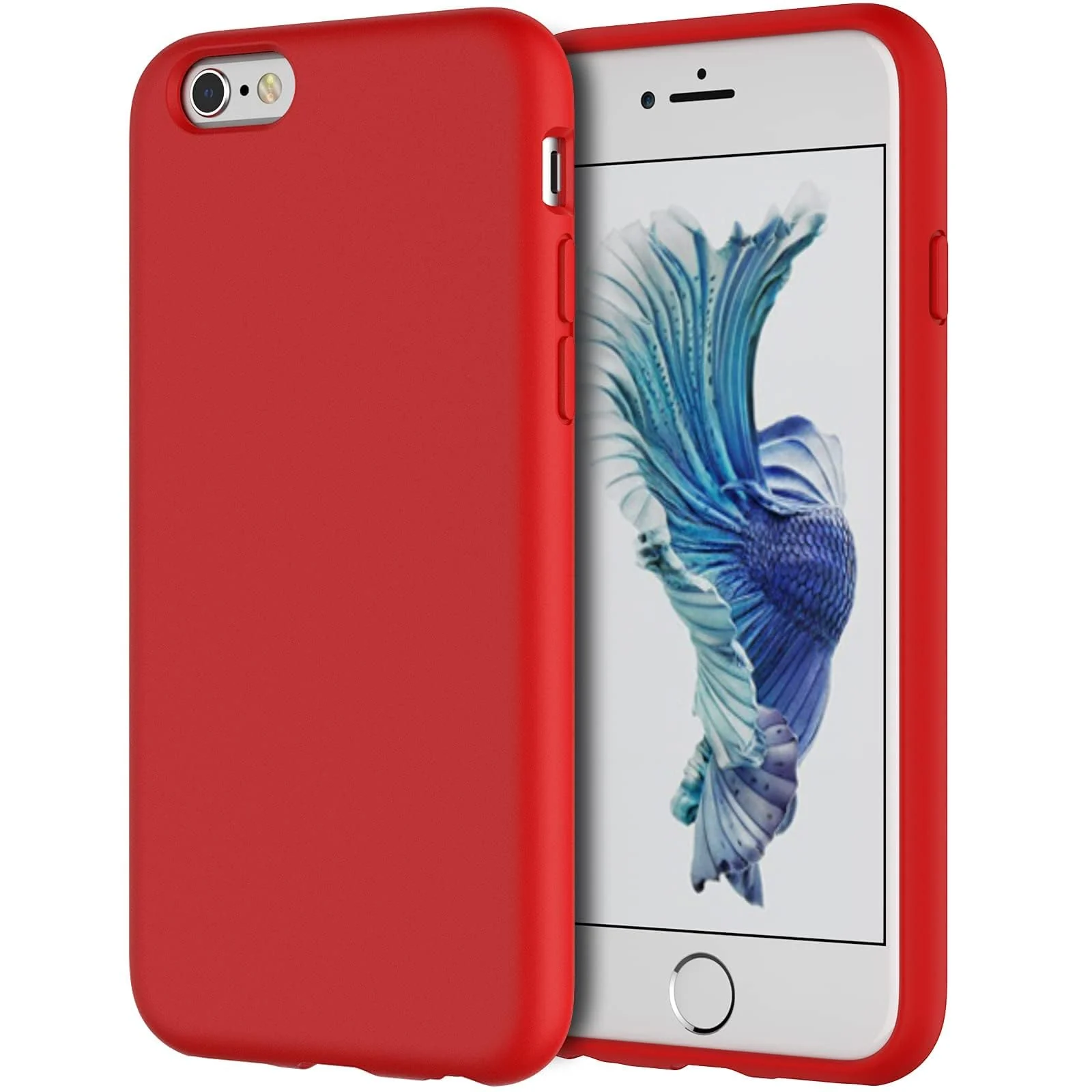 DL3 Mobilak Liquid Silicone Protective Case for iPhone 6 / 6S with Camera Protection and Microfiber Lining - Red