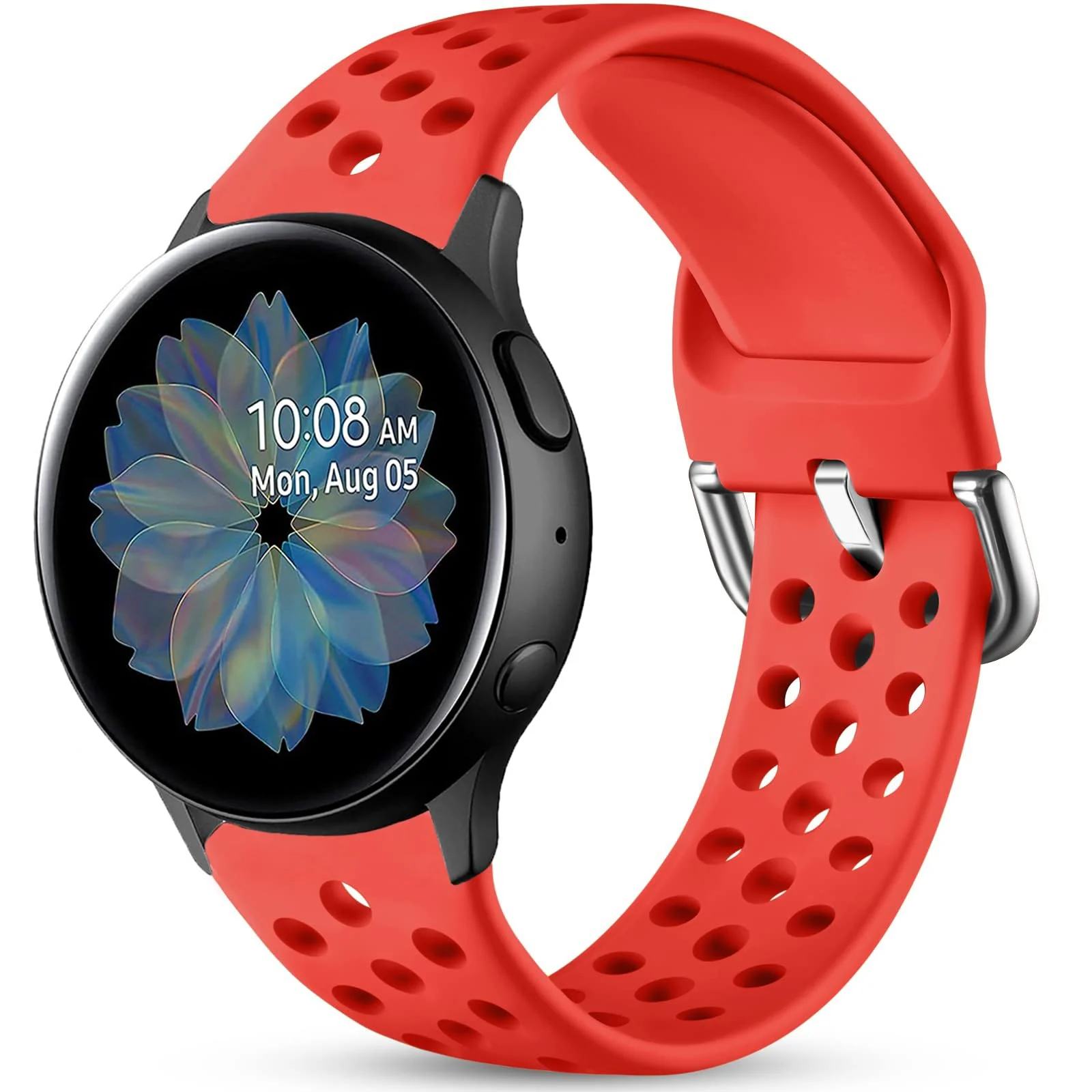 DL3 Mobilak Silicone Sport Band 20MM Strap For Samsung Galaxy Watch 7 6 5 4 40mm 44mm/5 Pro 45mm/S2 classic/active 2 40mm 44mm/Amazfi GTS 2/2e/GTS 3/3 Pro/GTS 4/GTS 2 Mini/3 Mini/4 Mini/Bip3/Bip 3 Pro - Red