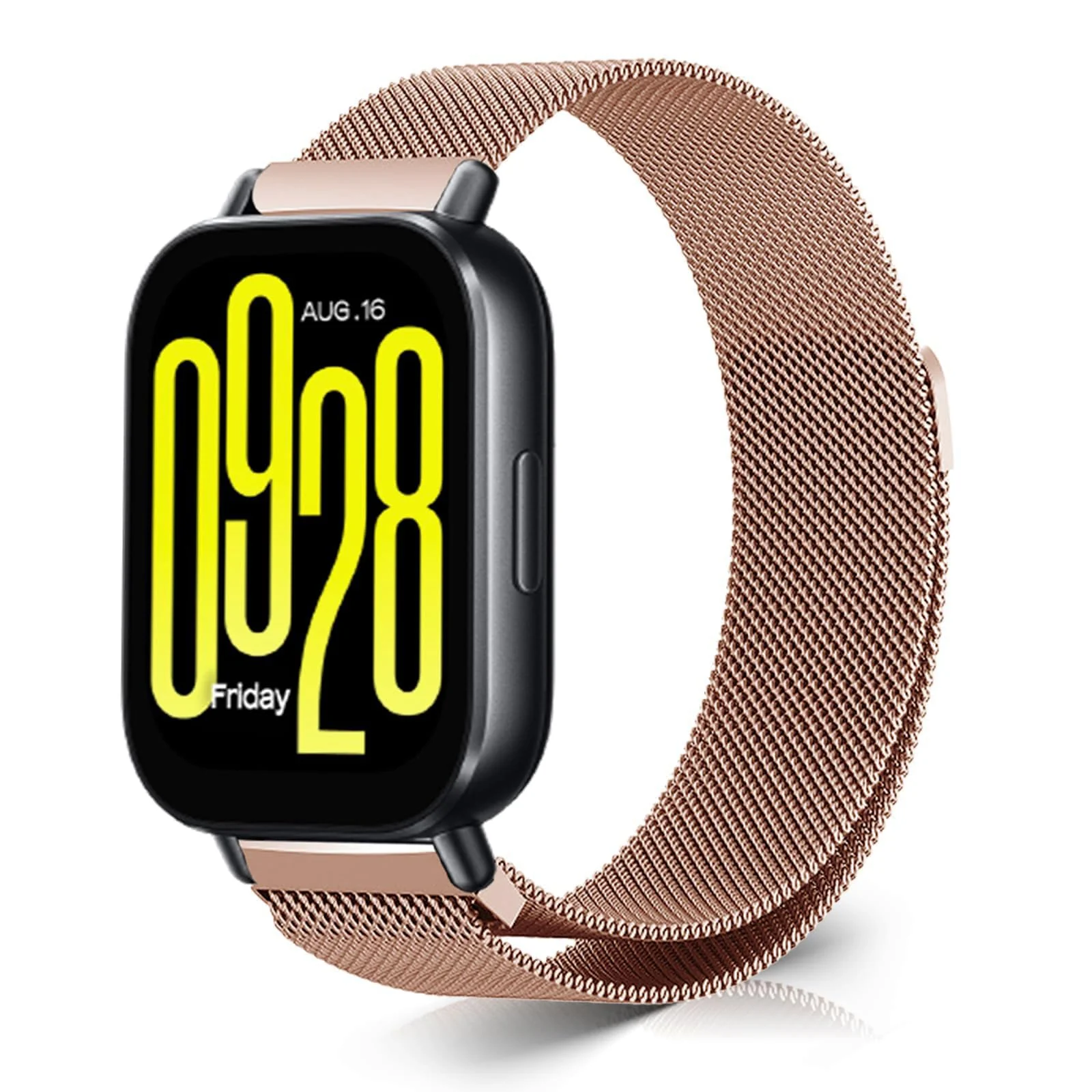 DL3 MOBILAK Milanese Magnetic Stainless-Steel Watch Strap for Xiaomi Redmi Watch 5 Lite and 5 Active - Rose Gold