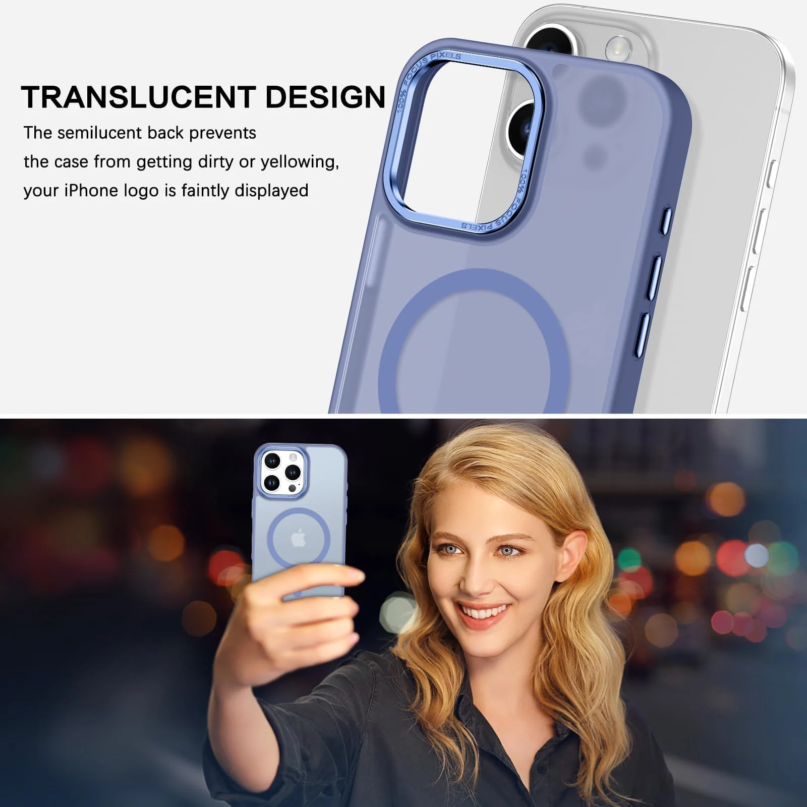 DL3 Mobilak Case for iPhone 15 Pro 6.1-Inch Magnetic Translucent Matte Phone Cases [Compatible with MagSafe] Thin Slim Fit Shockproof Hard Protective Cover for Women Men Girls - Baby Blue