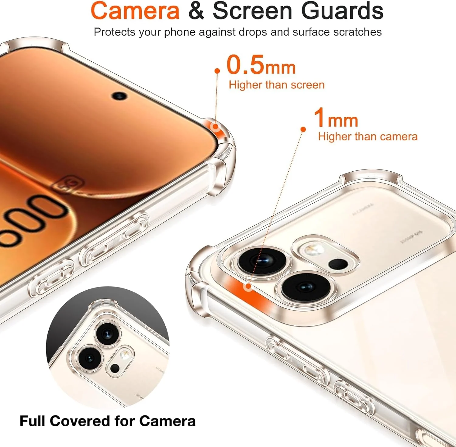 DL3 Mobilak Case Compatible with Honor 600 5G, Cover SiliconeTransparent TPU Gorilla Anti-shock Protector Camera Shockproof Corners - Clear