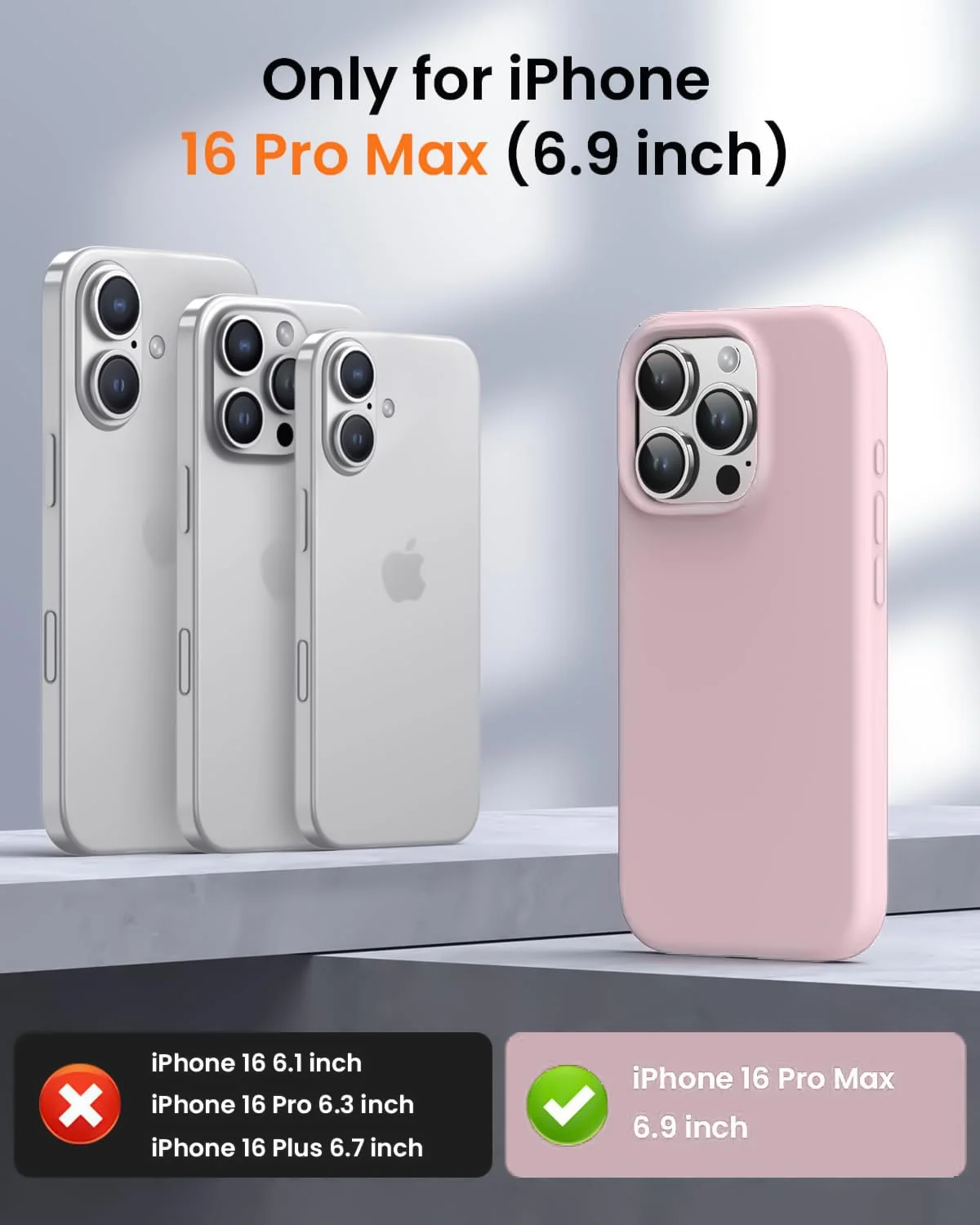 DL3 Mobilak Liquid Silicone Protective Case with Soft Microfiber Lining for iPhone 16 Pro Max - Chalk Pink