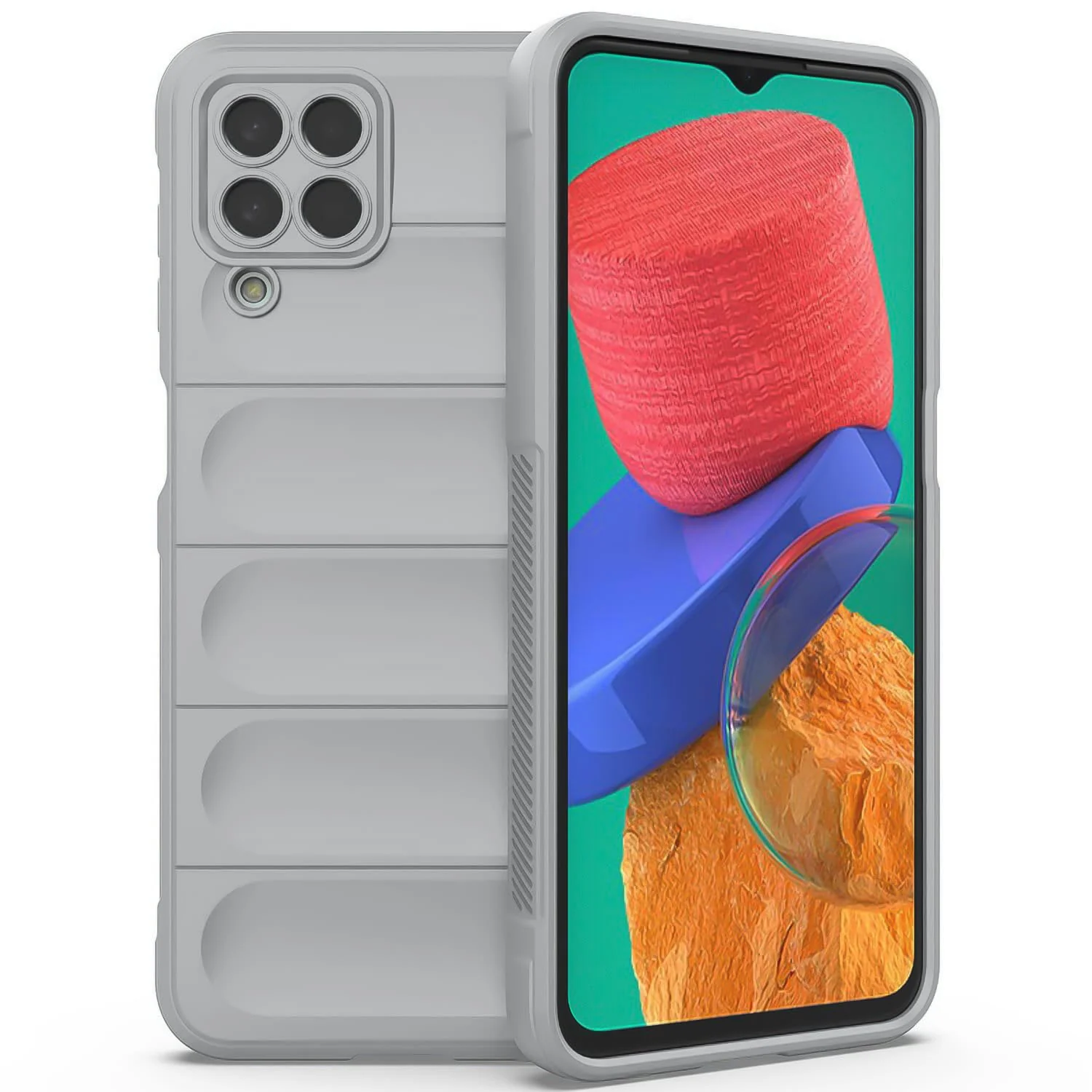 DL3 Mobilak Flexible Silicone and TPU Protective Case with Camera Protection for Samsung Galaxy M33 5G - Gray