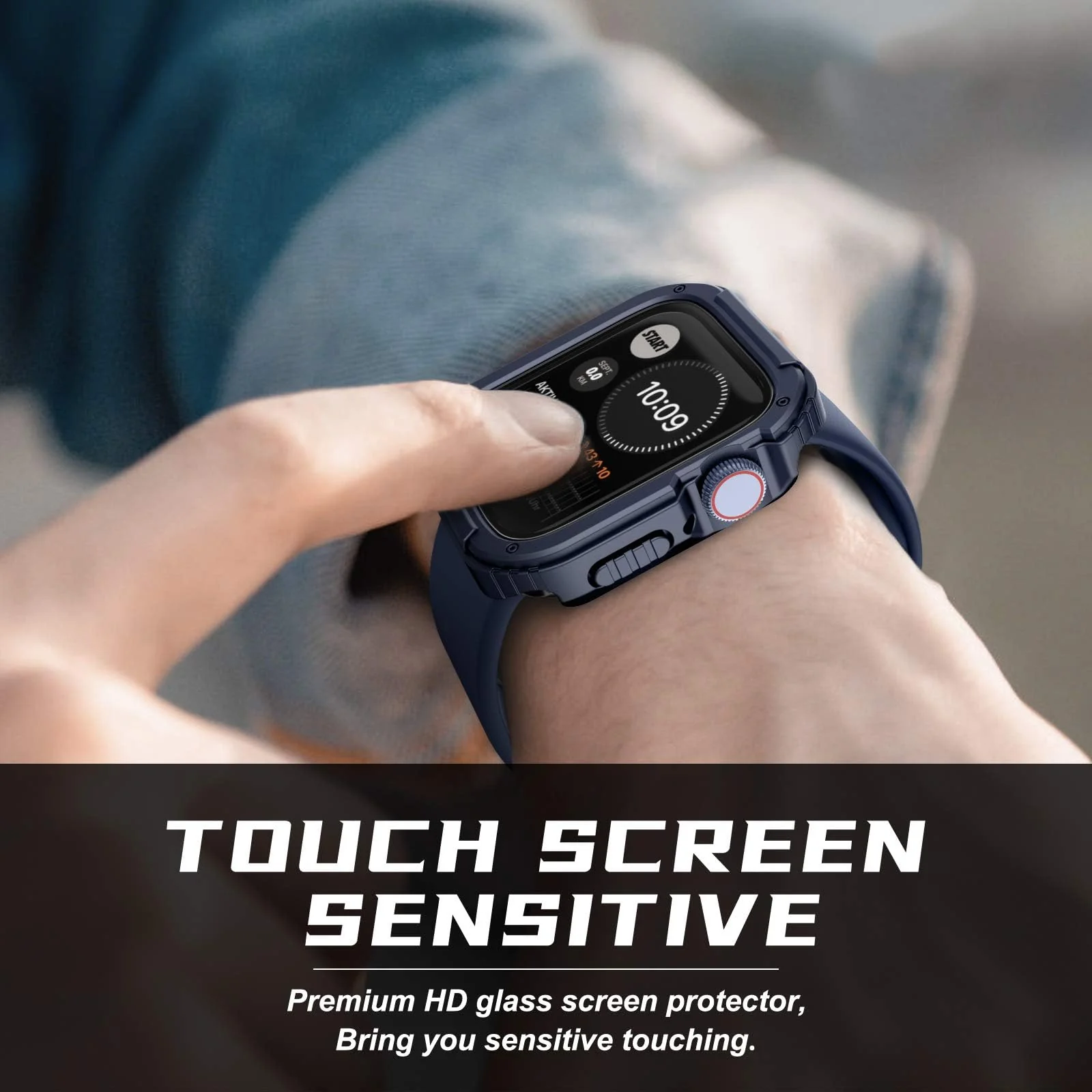 DL3 Mobilak Rugged Apple Watch Case 41mm Series 9 8 7 with Screen Protector, Durable Military Grade Drop-Proof Protective Cove Full Coverage Shock-Proof Bumper for iWatch Series 9/8/7 41mm - Blue