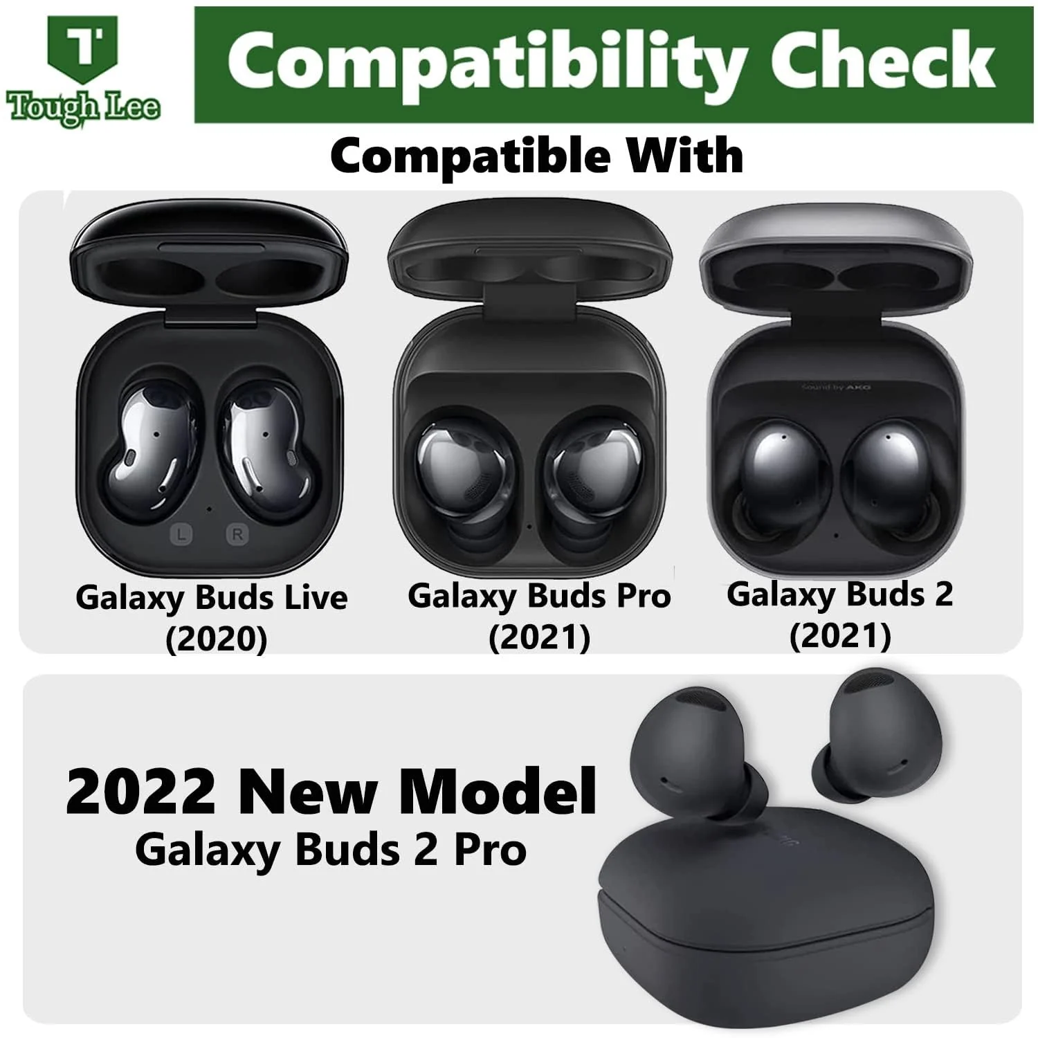 DL3 Mobilak [Secure Lock] Case for Samsung Galaxy Buds FE 2023/Galaxy Buds 2 Pro 2022/Bud Pro 2021/Buds 2 2021/Buds Live 2020, Armor Full Body Rugged Protective Case Cover with Keychain - Black