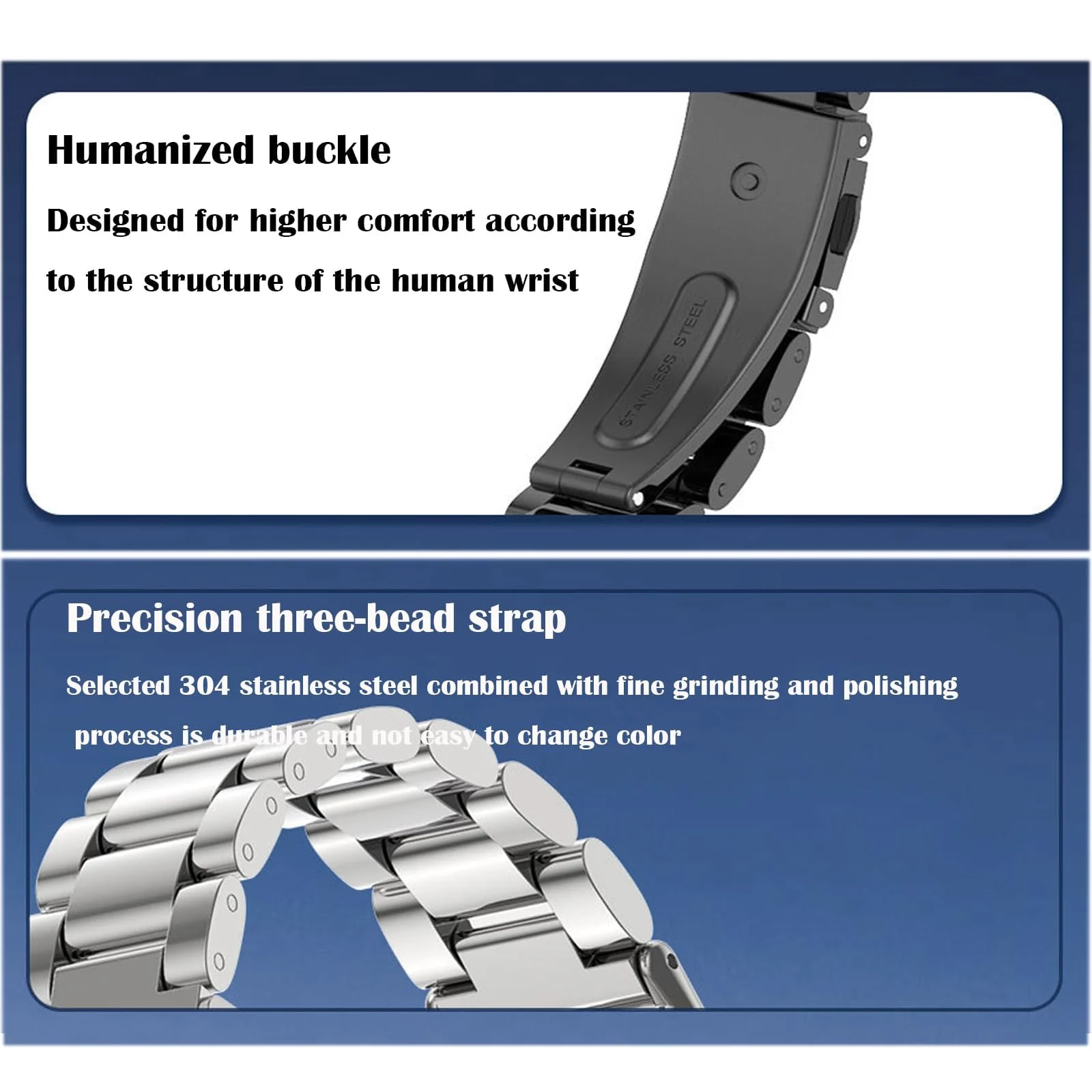 MOBIGON Stainless Steel Bracelet Strap with Double-Folding Clasp for Xiaomi Smart Band 8 / 9 / 10, Gold