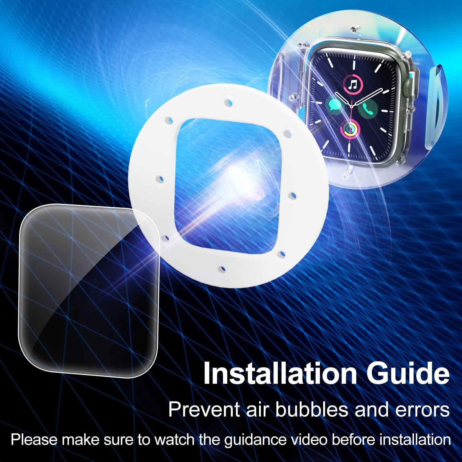 DL3 Mobilak for Apple Watch Series 9/8/7 Screen Protector 45mm, 9H Tempered Glass Bubble Free Waterproof Infinite HD Shield for Apple Watch 7/8/9 45mm (2022) - Clear