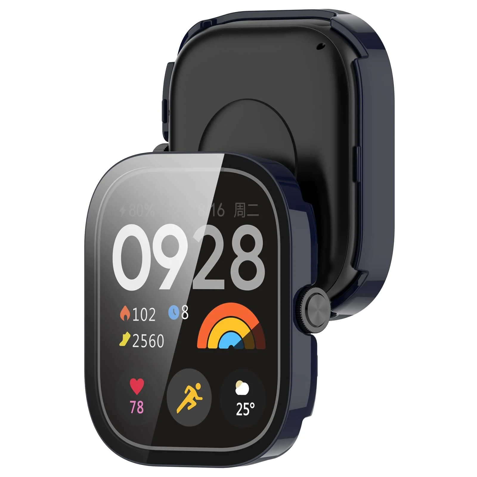 DL3 Mobilak For Xiaomi Redmi Watch 4 Case with Tempered Glass Screen Protector for xiaomi redmi Watch 4, 9H Hardness 360° All-Round Protective Ultra Thin Protective PC Case - Blue