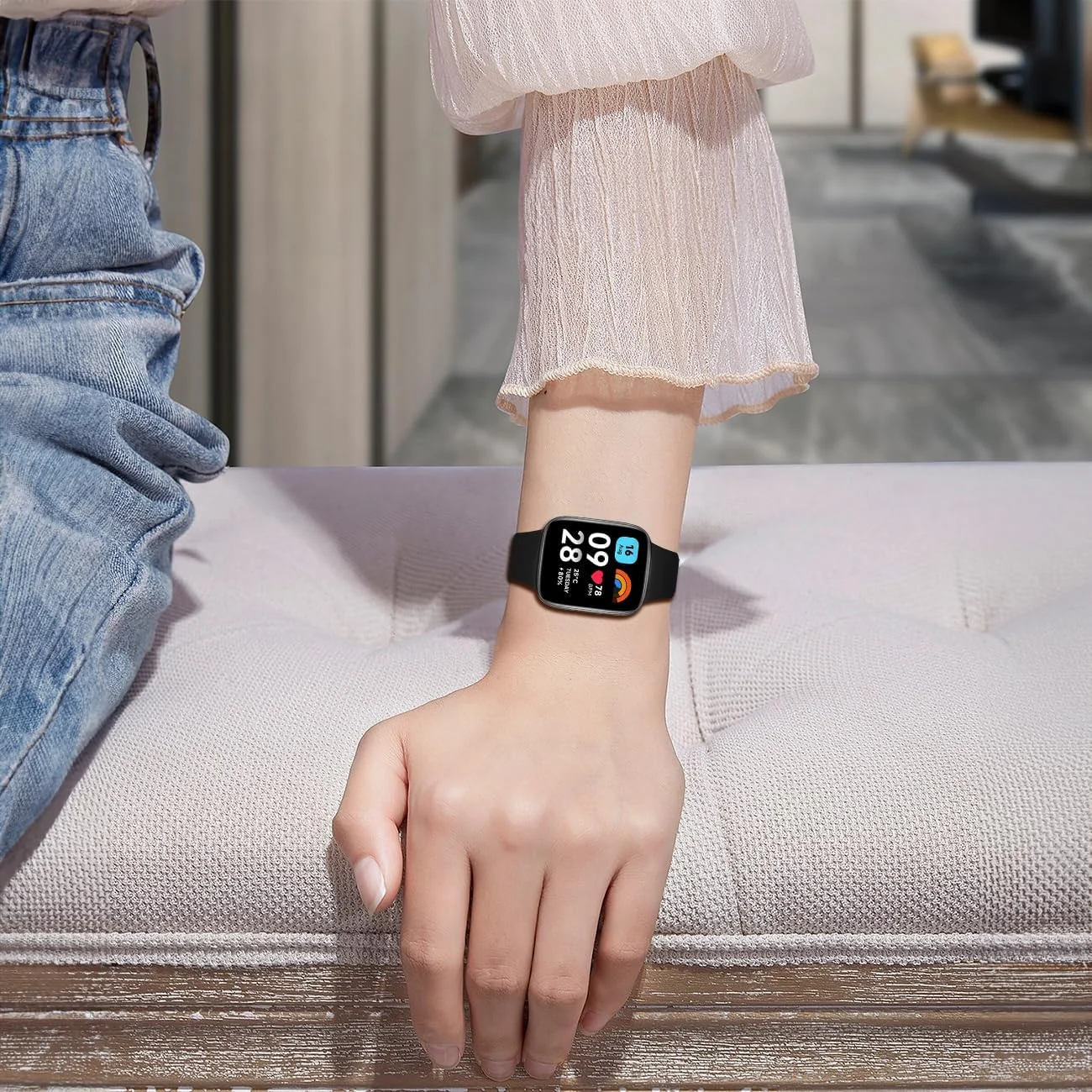 DL3 MOBILAK Strap Silicone Compatible With Xiaomi Redmi Watch 3 Lite/Redmi Watch 3 Active, Sport Silicone Watch Band Wrist Strap,Bracelet Wristband Wrist Strap - Black