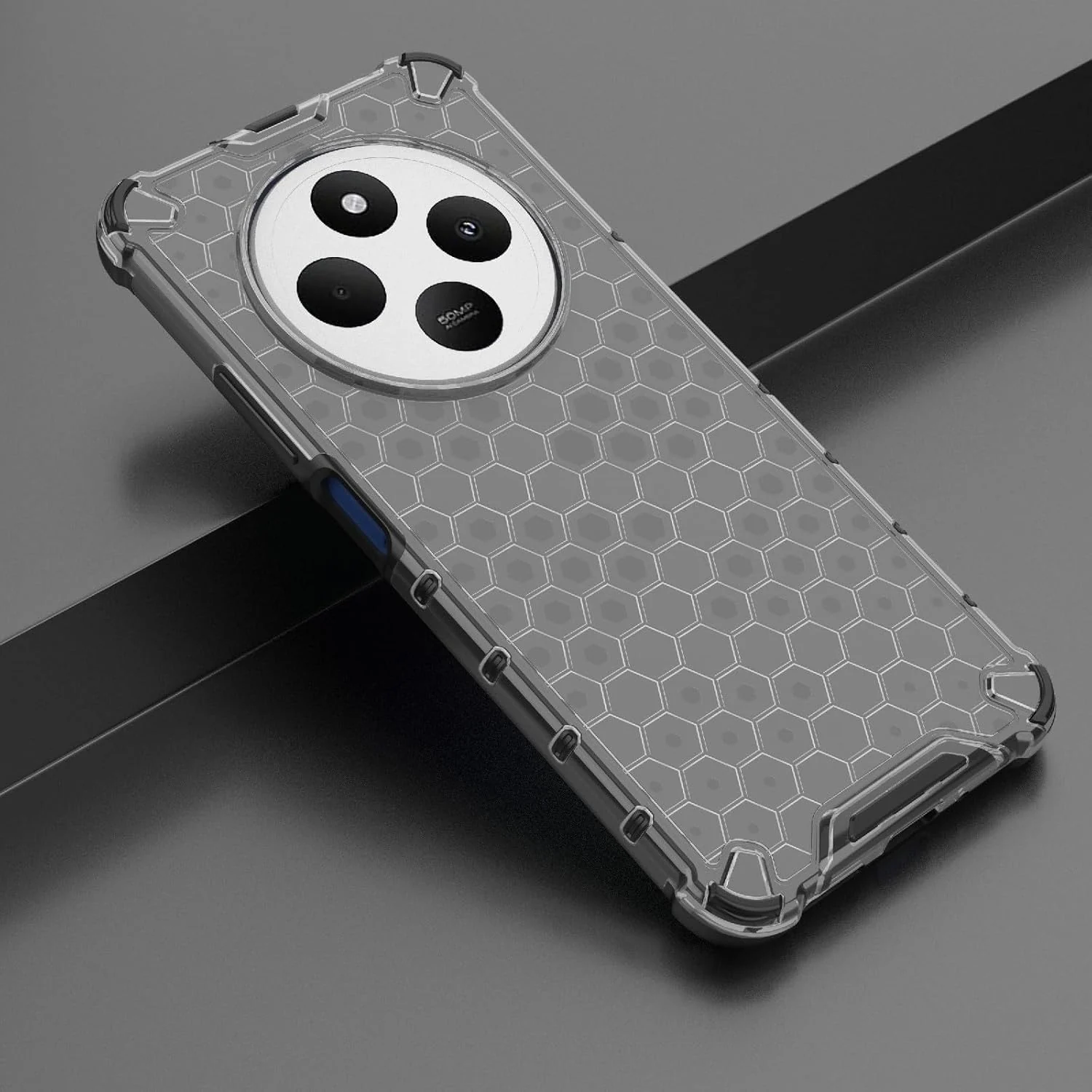 DL3 Mobilak Honeycomb Protective Case for Xiaomi Redmi 14C 4G / Poco C75, Shock-absorbing protection, Transparent design, Slim, lightweight profile - Black