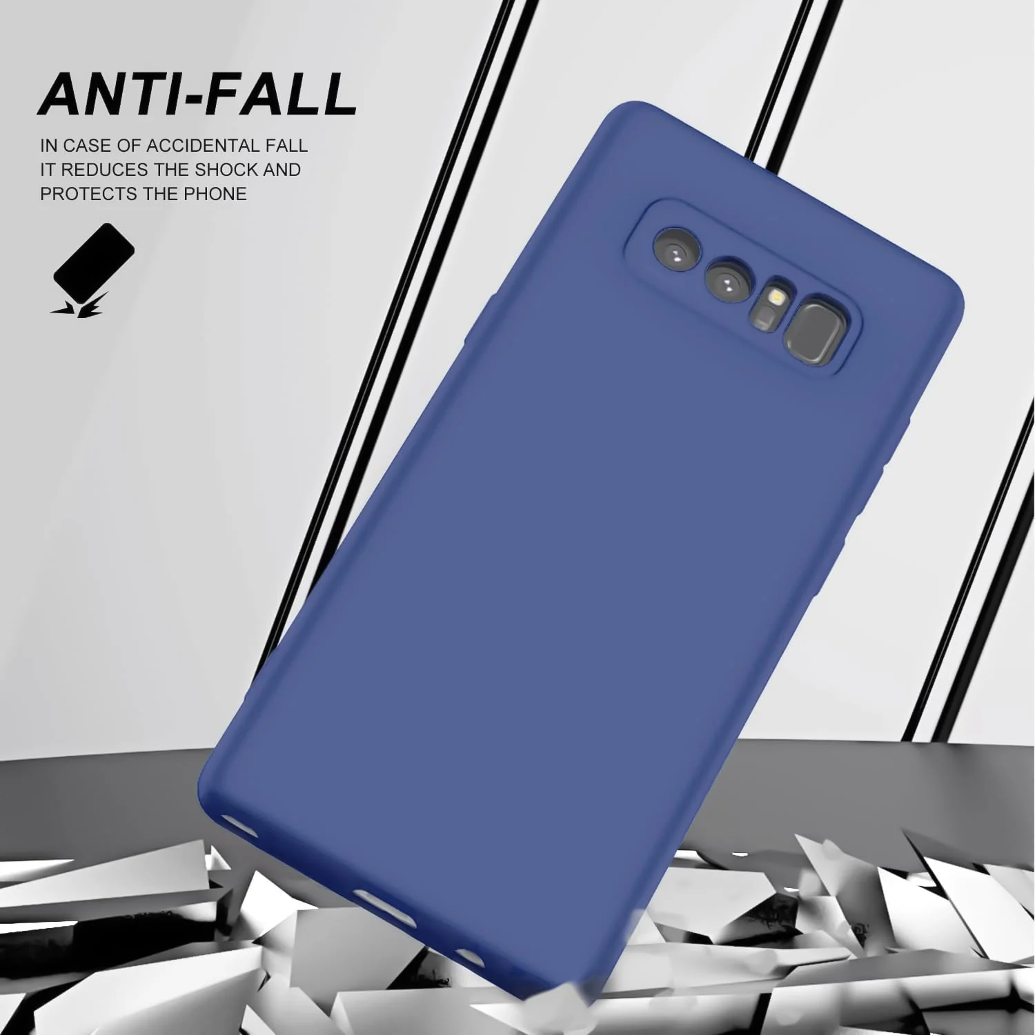 DL3 Mobilak Liquid Silicone Protective Case with Soft Microfiber Lining with Full Camera Protection for Samsung Galaxy Note 8 - Blue 1