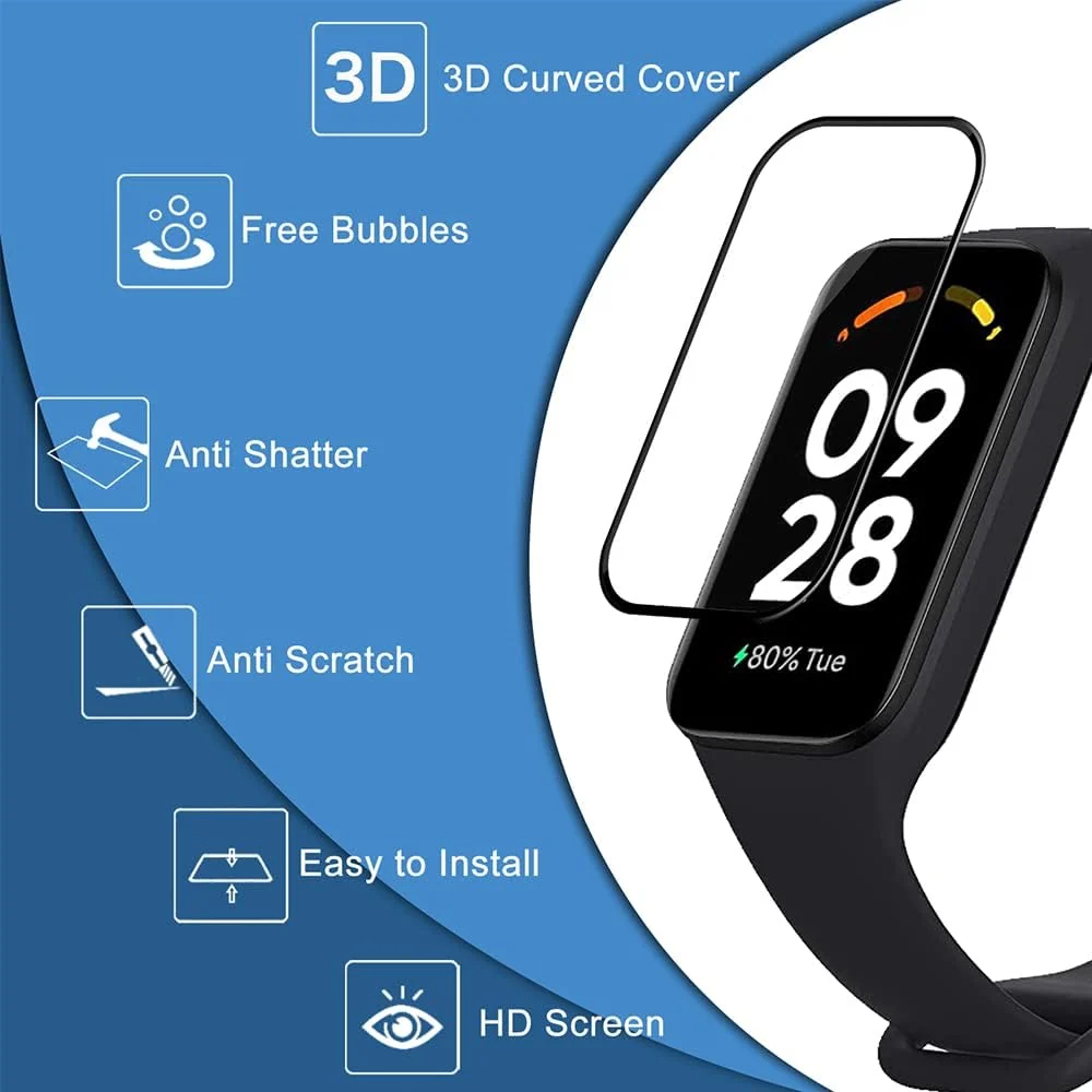DL3 Mobilak Screen Protector For Xiaomi Redmi Band 2, 3D Curved Soft Edge Protective Film [Anti-Scratch] [Bubble Free] [Ultra Shatterproof] [High Sensitive] (Not Glass) - Black
