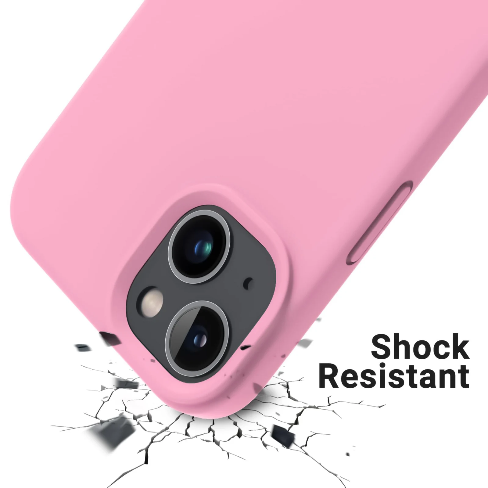 DL3 Mobilak Liquid Silicone Protective Case with Soft Microfiber Lining for iPhone 14 (6.1 Inch) - Pink