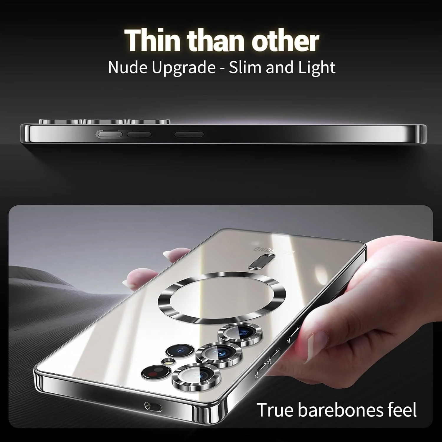 DL3 Mobilak Clear MagSafe-Compatible TPU Case and Camera Lens Protector for Samsung Galaxy S25 Ultra - Black