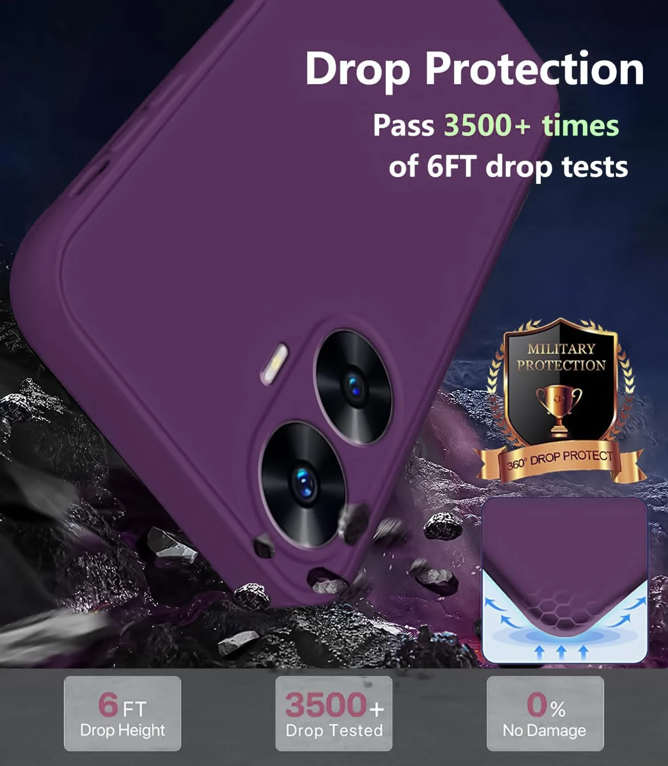 DL3 Mobilak Soft Silicone Protective Case for realme C55 / realme Narzo N55 with Microfiber Lining and Shockproof Design - Violet