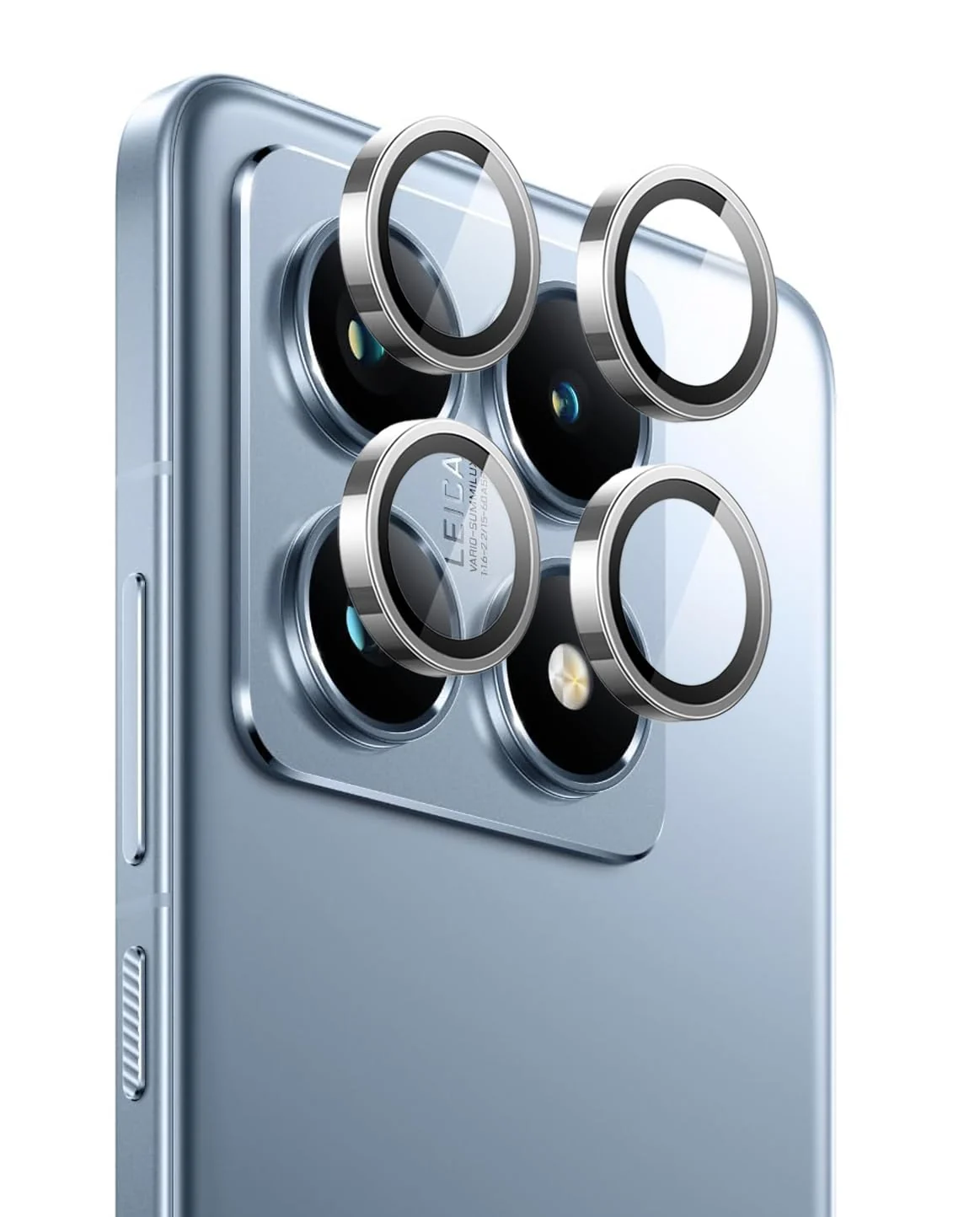 DL3 Mobilak Camera Lens Protector for Xiaomi 14T Accessories, 9H Tempered Glass Metal Individual Ring Camera Cover Screen Protector, Case Friendly, Anti Scratch - Silver
