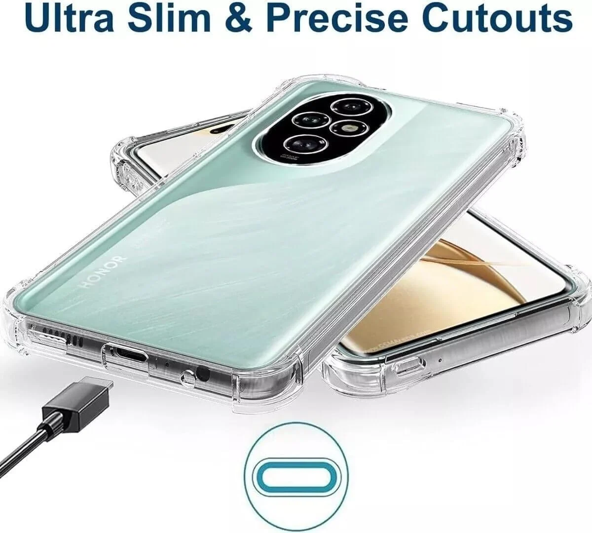 DL3 Mobilak Case Compatible with Honor 200 Pro 5G, Cover Silicone Transparent TPU Gorilla Anti-shock Protector Camera Shockproof Corners - Clear